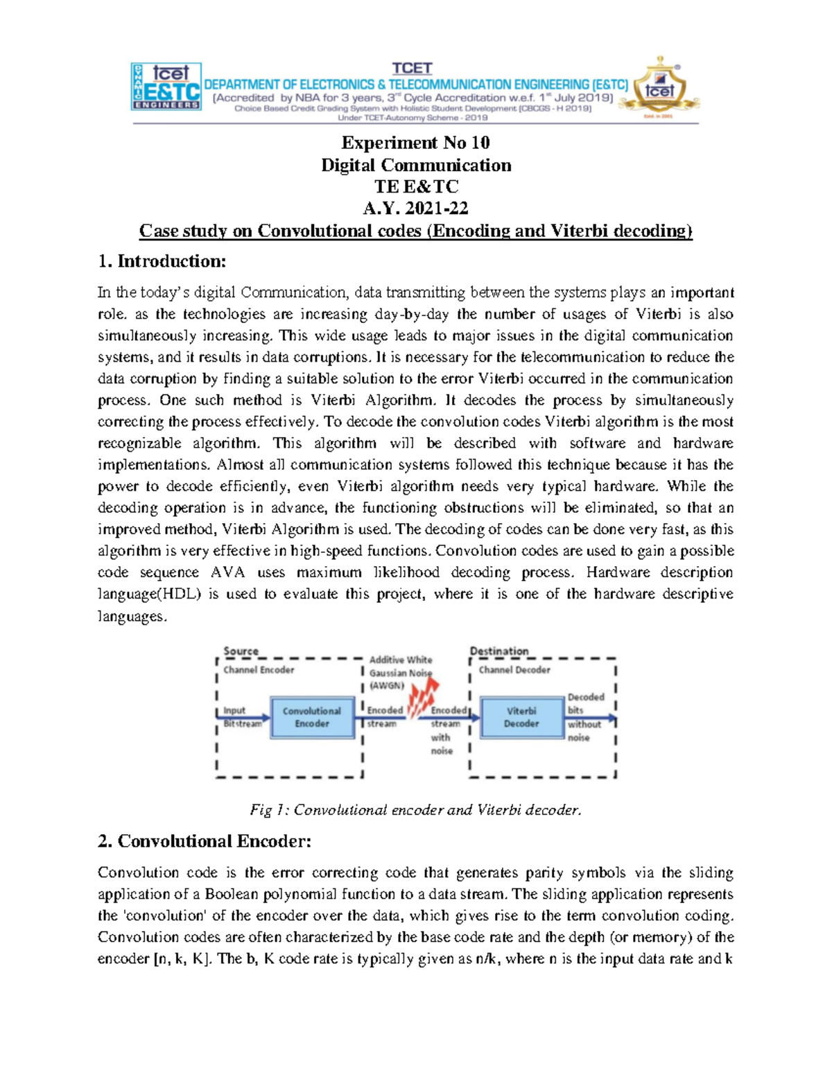 Case Study On Convolutional Codes (Encoding And Viterbi Decoding ...