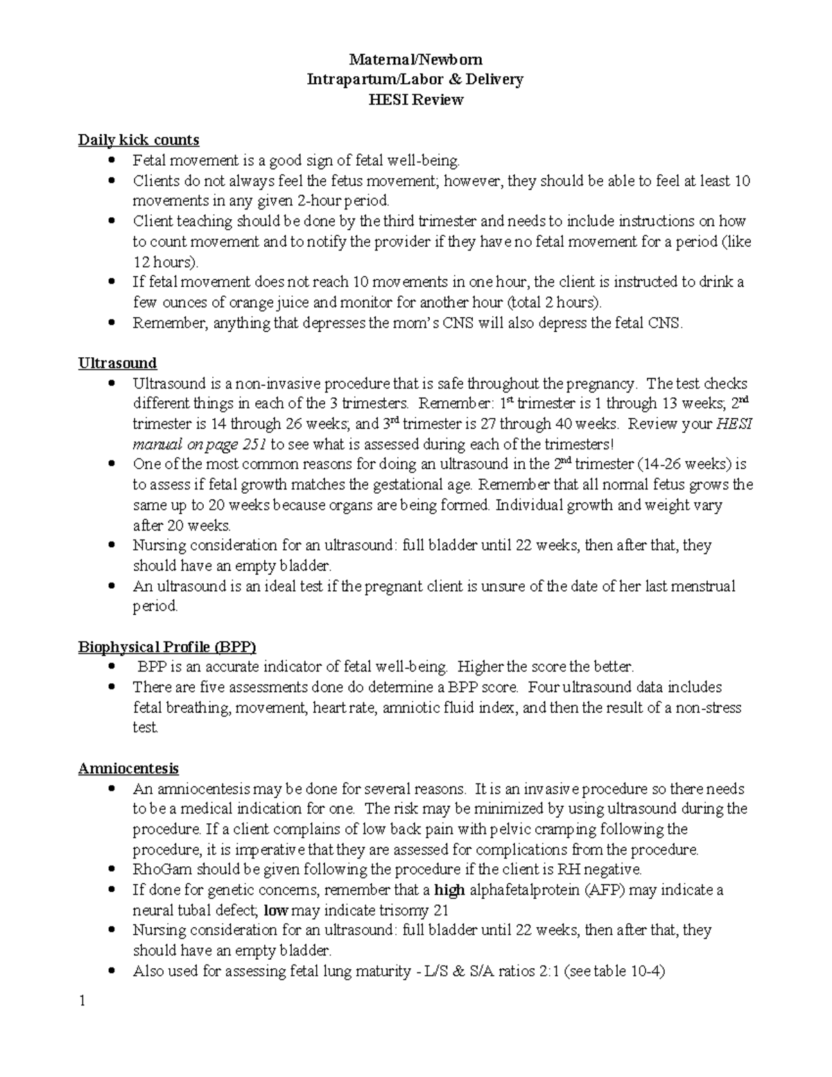 Packet B - HESI Review - Intrapartum And L&D, 2020 - Maternal/Newborn ...