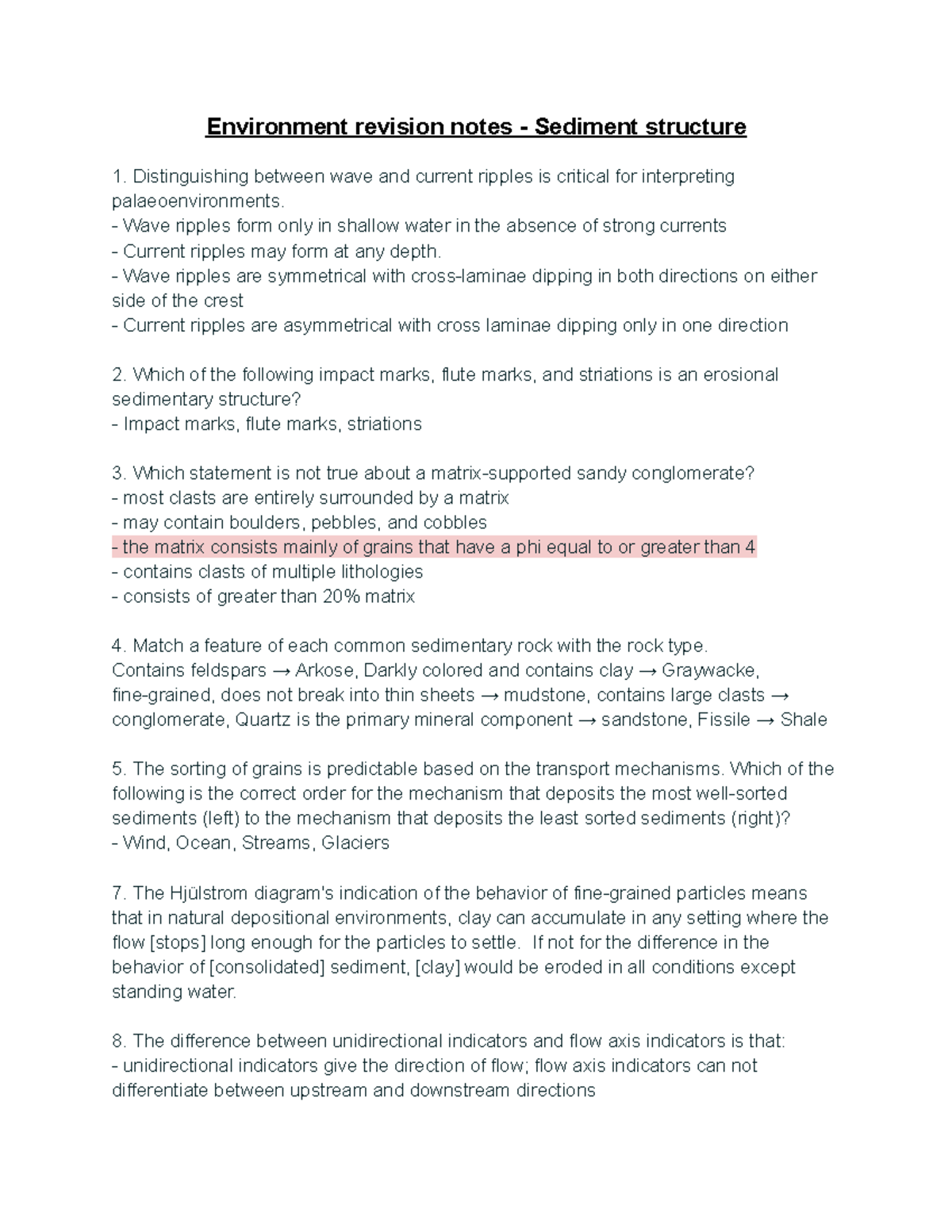 Environment revision notes - Sediment structure - Environment revision ...