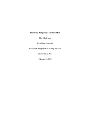 Week 9 End of Life Care - ALL ASSIGNMENTS IN NURS 498L AND NURS 493 ...
