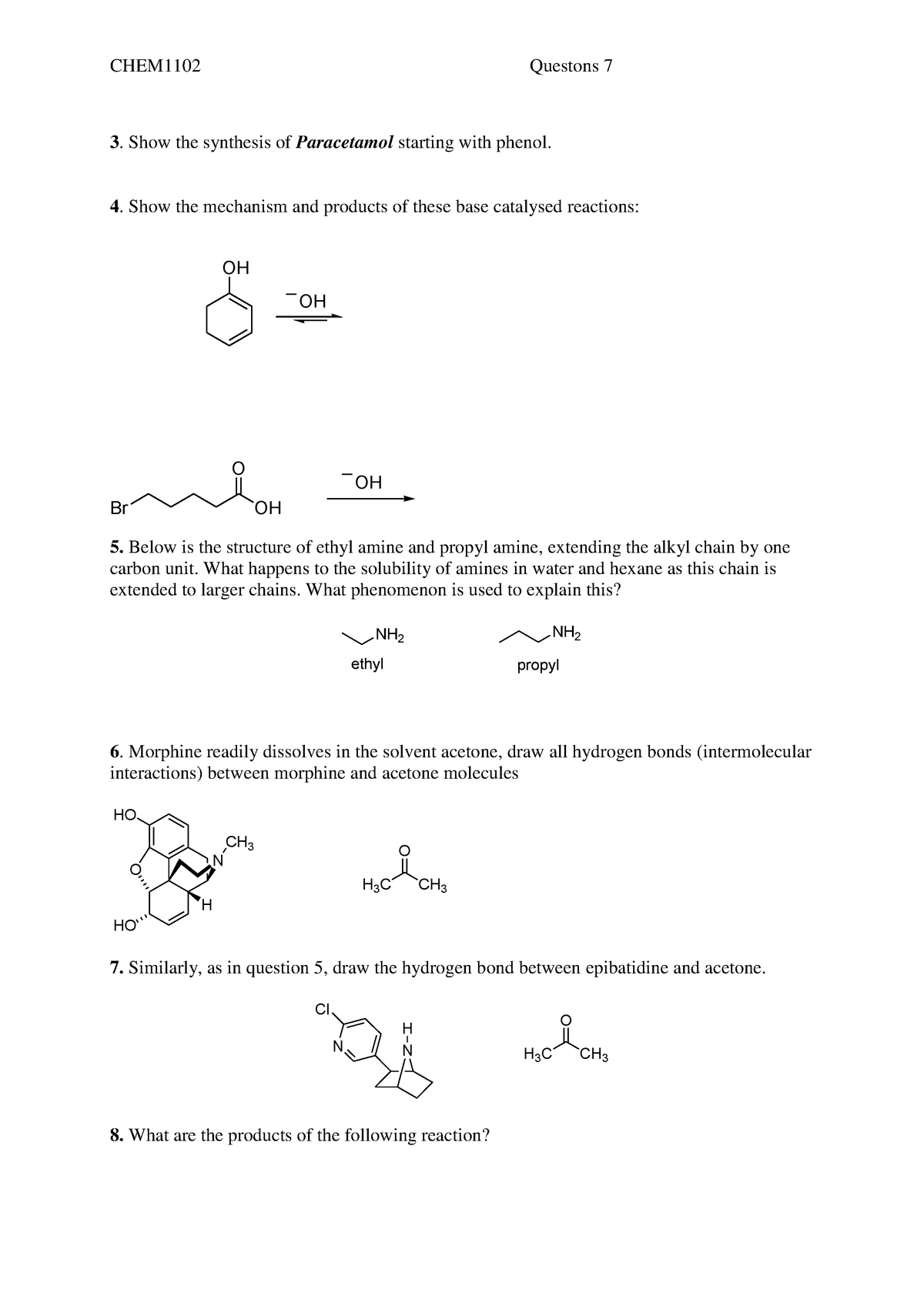 Practical - questions 7 with answers - CHEM1102 Questons 7 Show the ...