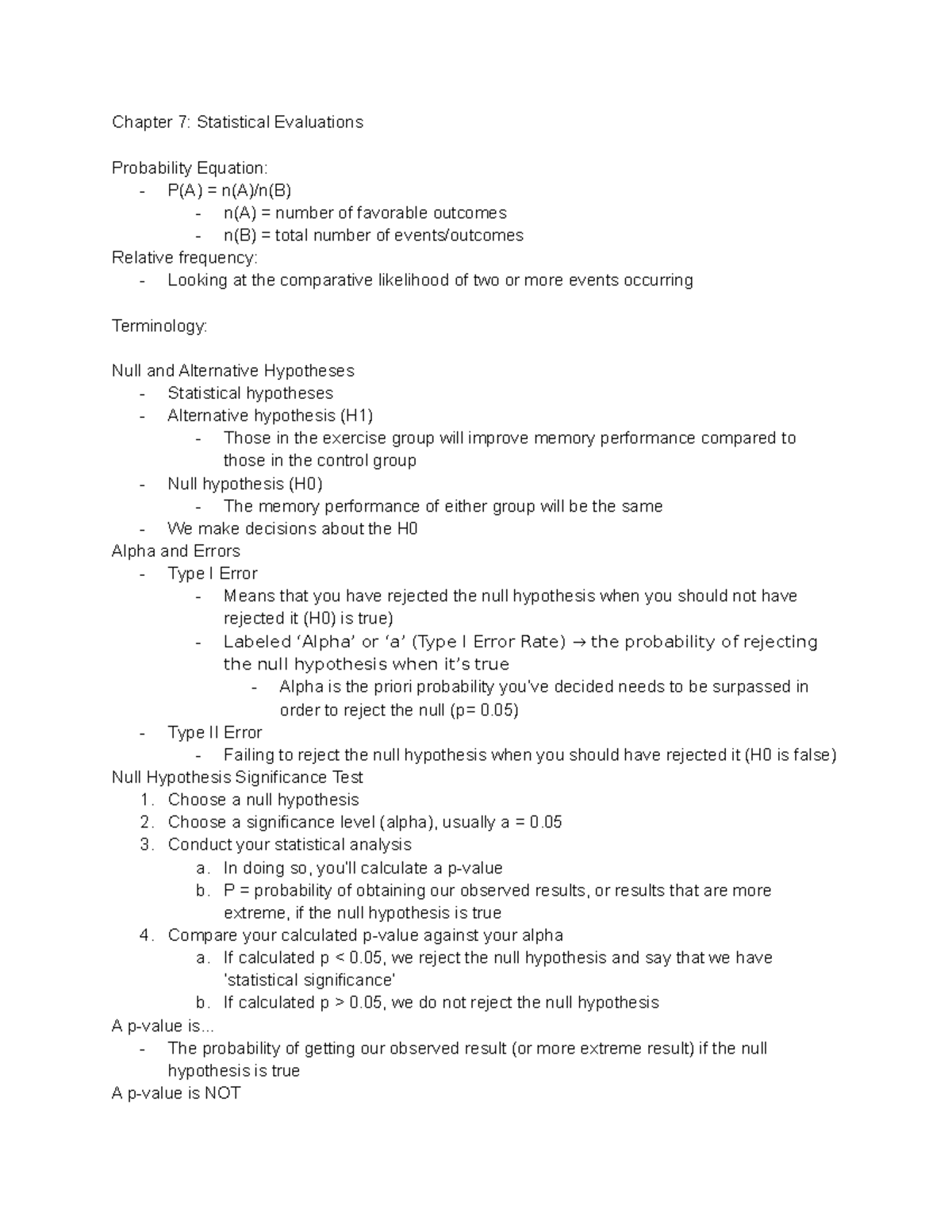 Chapter 7: Statistical Evaluations - Chapter 7: Statistical Evaluations ...