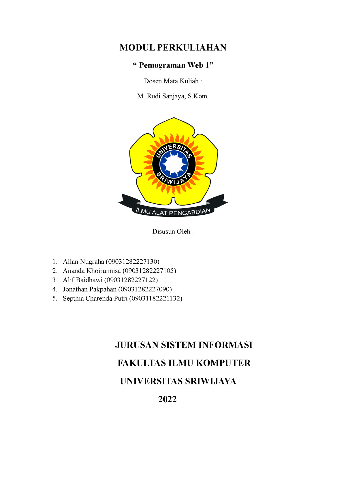 Modul Prak Web 1 - Pemograman WEB 1 - Algoritma Dan Pemrograman - UNSRI ...