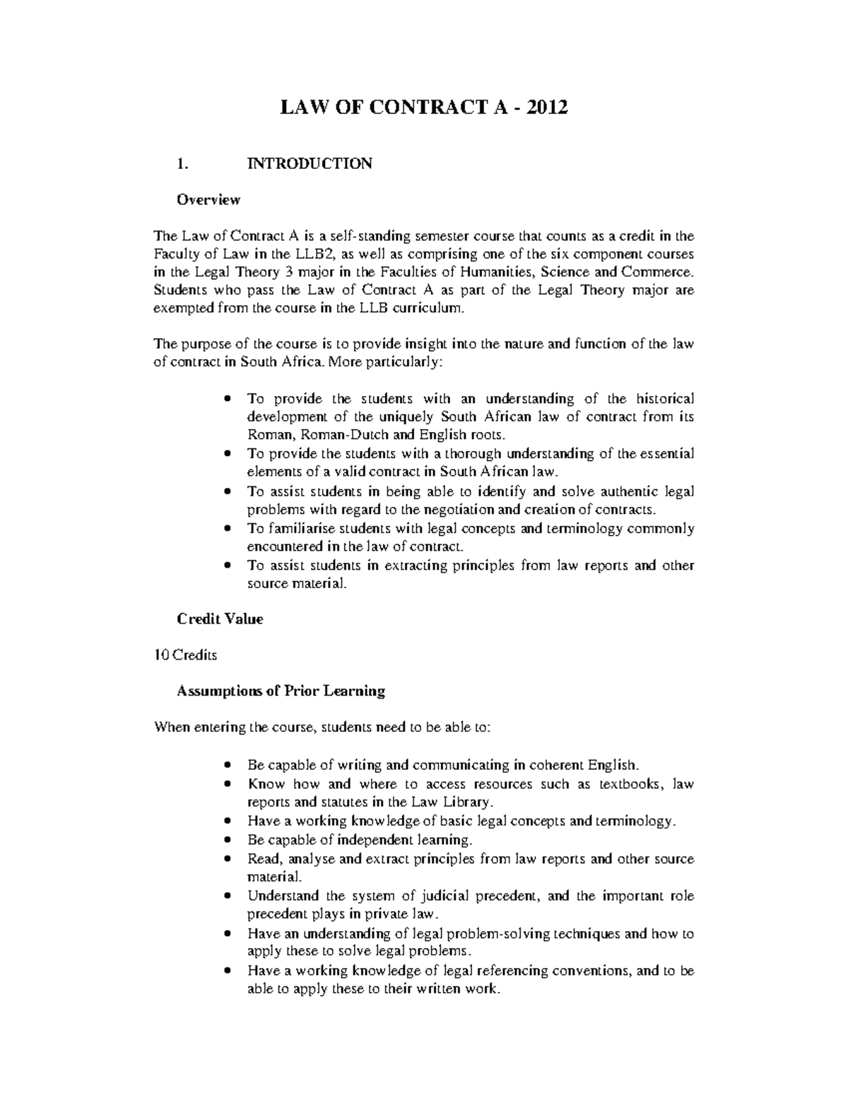 Law of Contract A/law of the contract - LAW OF CONTRACT A - 2012 1 ...