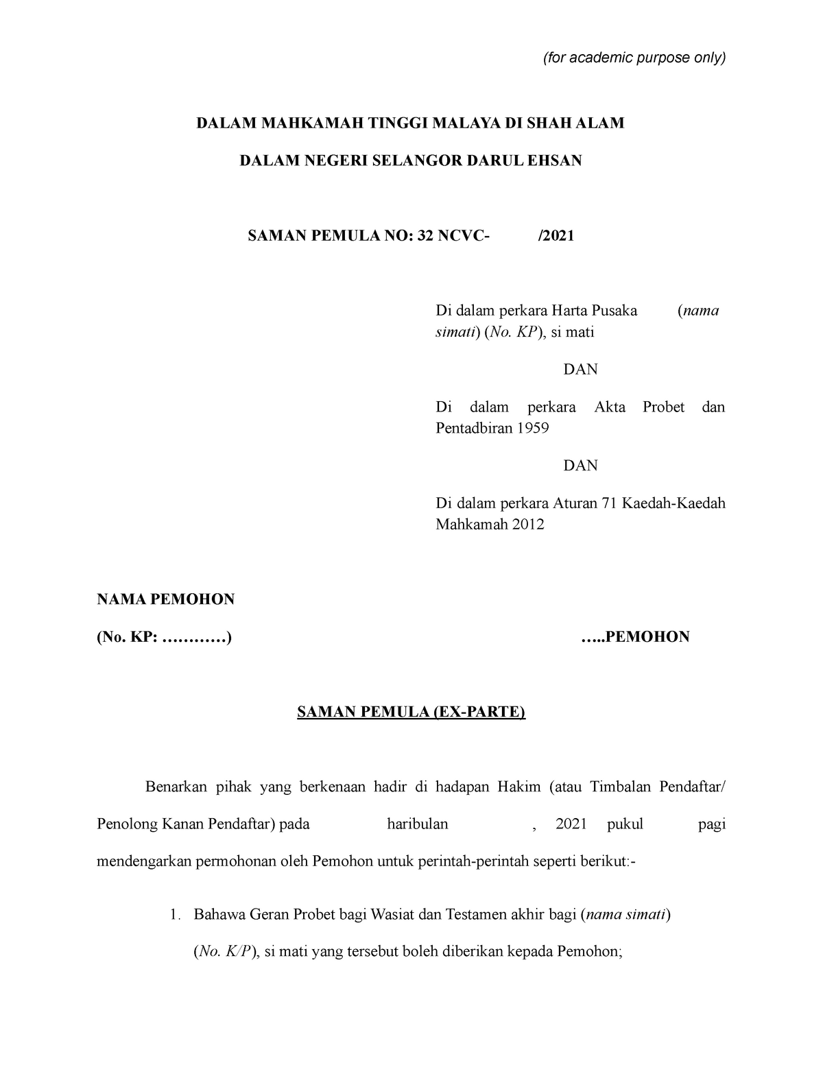 Saman Pemula(FIRM 3) - good - building law - UiTM - Studocu