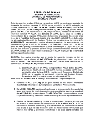 Modelo de contrato de arrendamiento de oficina en panama - REPÚBLICA DE  PANAMÁ [NOMBRE DE - Studocu