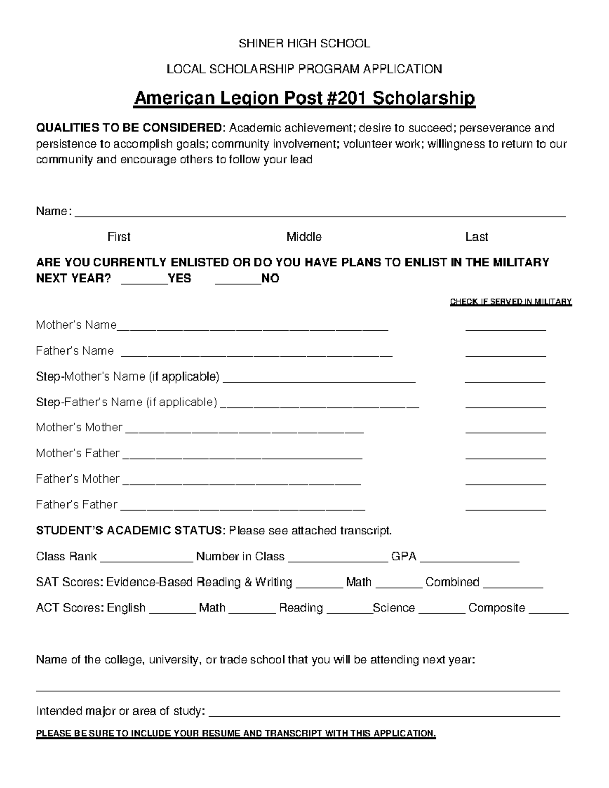 2023American Legion-2 - PLEASE BE SURE TO INCLUDE YOUR RESUME AND ...