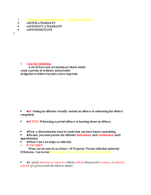 Powers of arrest 3 - Lecture notes 6-8 - 7 STEPS TO AN ARREST THE ...