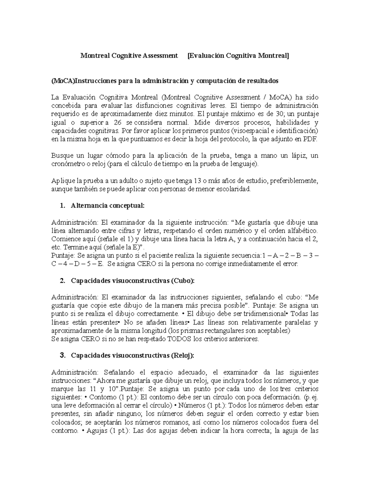 383935115 Manual de Interpretar El Tet MOCA - Montreal Cognitive ...