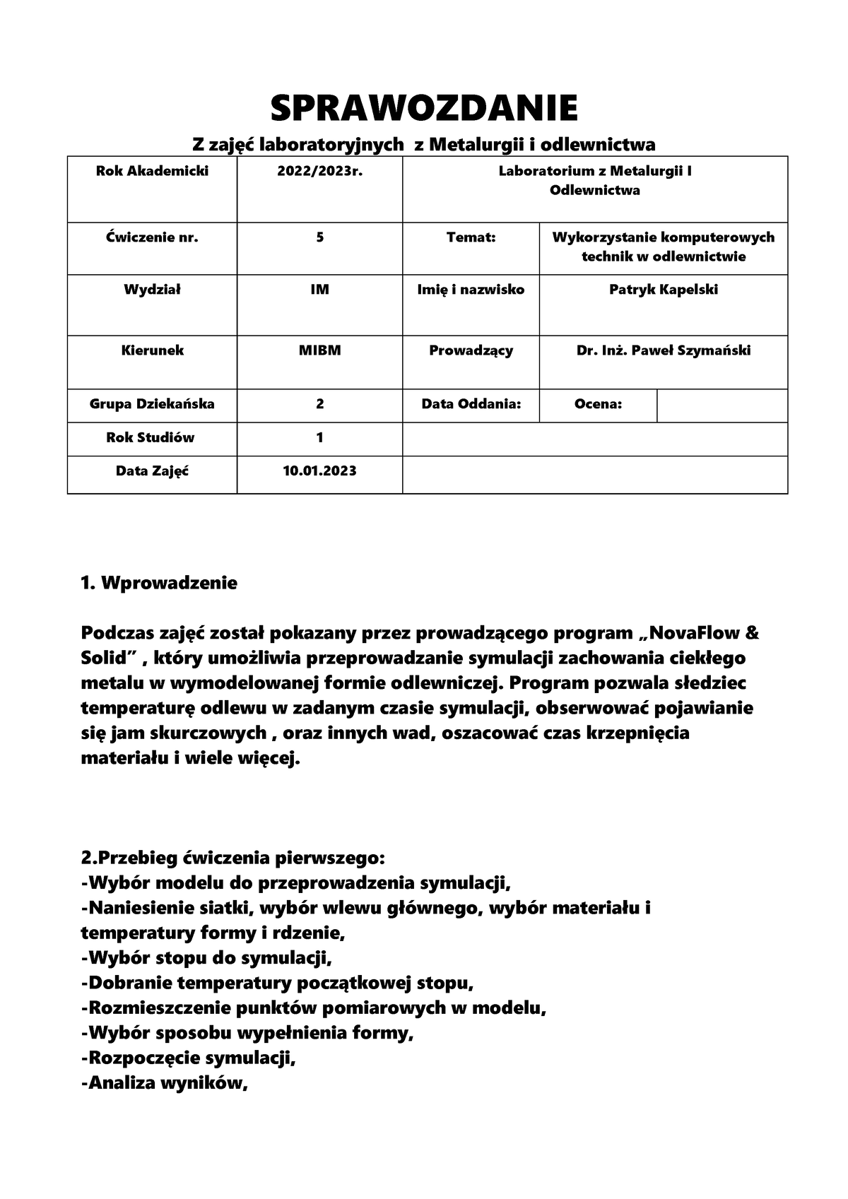 Metalurgia Sprawozdanie Komputerowe - SPRAWOZDANIE Z Zajęć ...