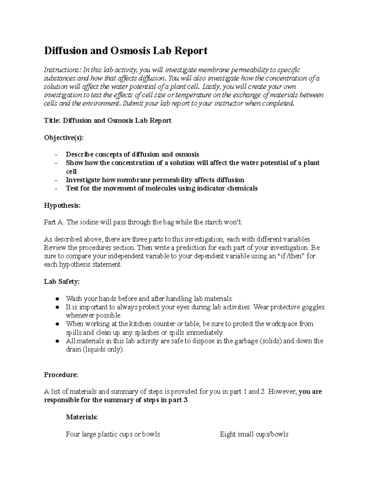 02 06 diffusion osmosis lab report Diffusion and Osmosis Lab Report