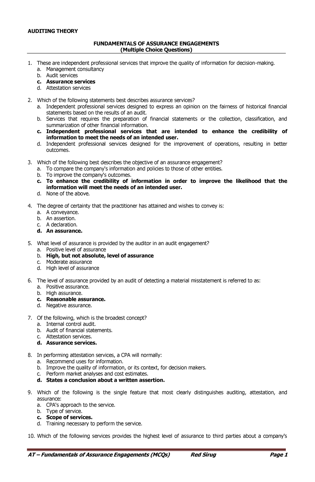 Scribd - TEST BANK OF MS - AUDITING THEORY FUNDAMENTALS OF ASSURANCE ...