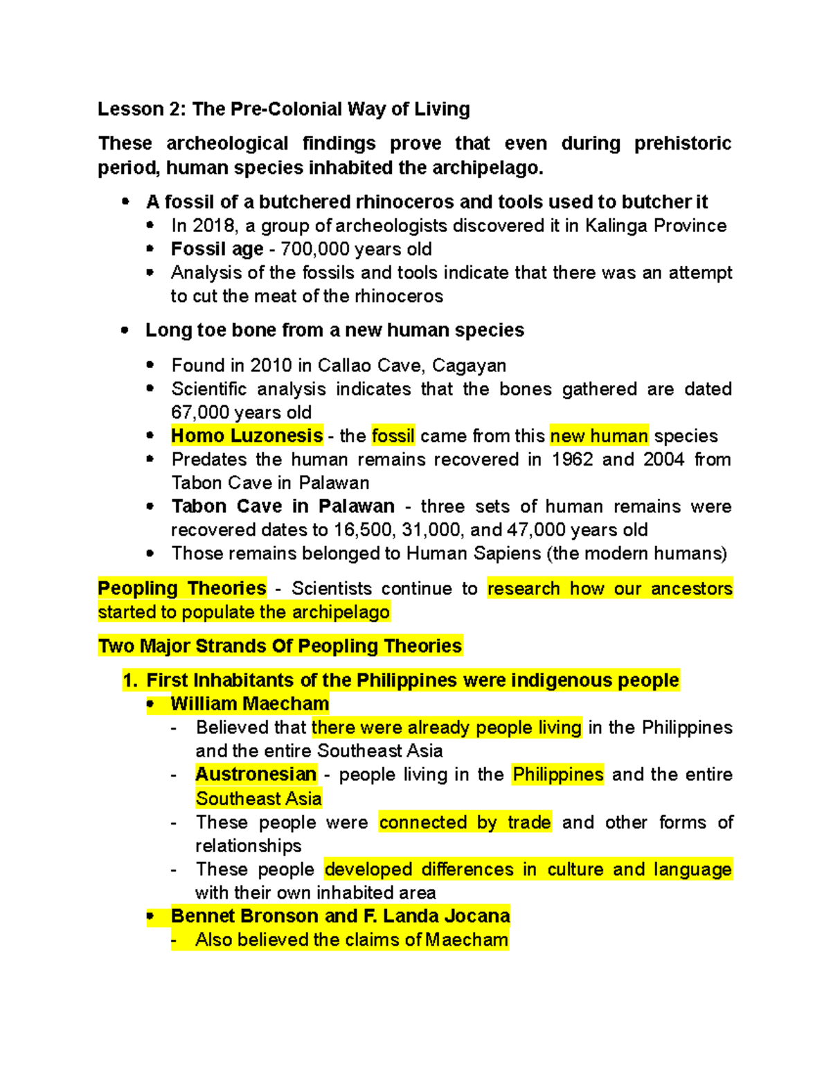GEN 004 Lesson 2 Lesson 2 The PreColonial Way of Living These