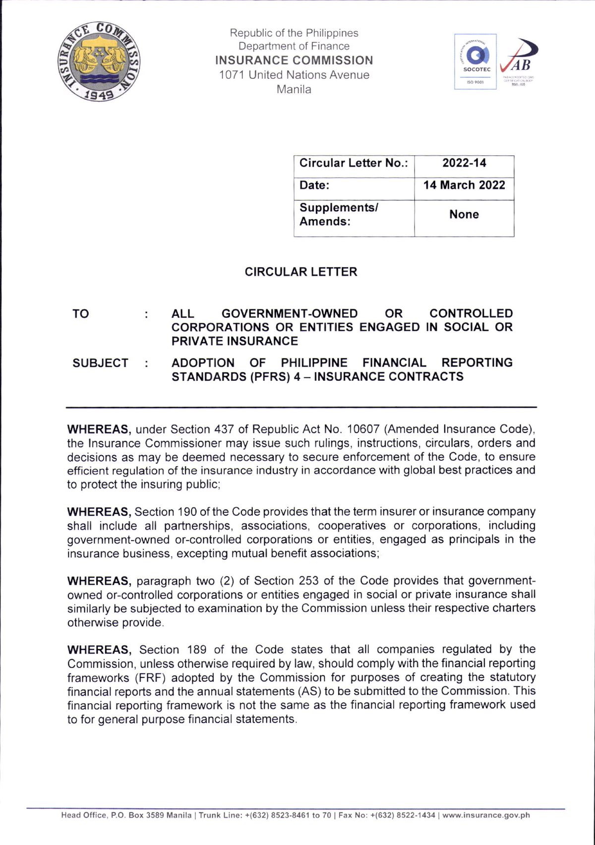 Adoption Of Philippine Financial Reporting Standards (PFRS) 4 ...