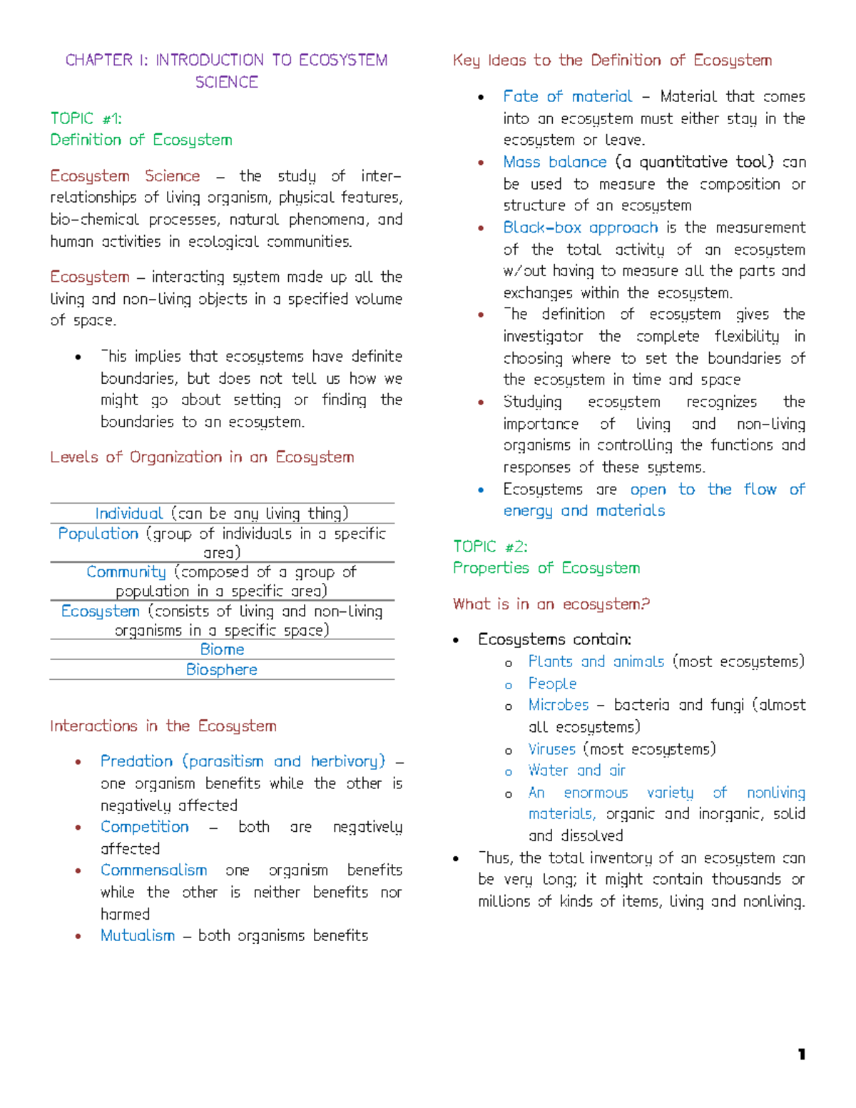 Chapter 1 and 2 Outline - Lecture notes 1-4 - CHAPTER I: INTRODUCTION ...