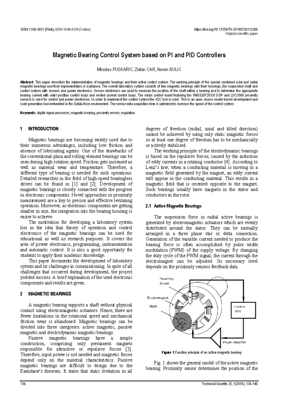 Magnetic Bearing Control System based on PI and PI - 136 Technical ...