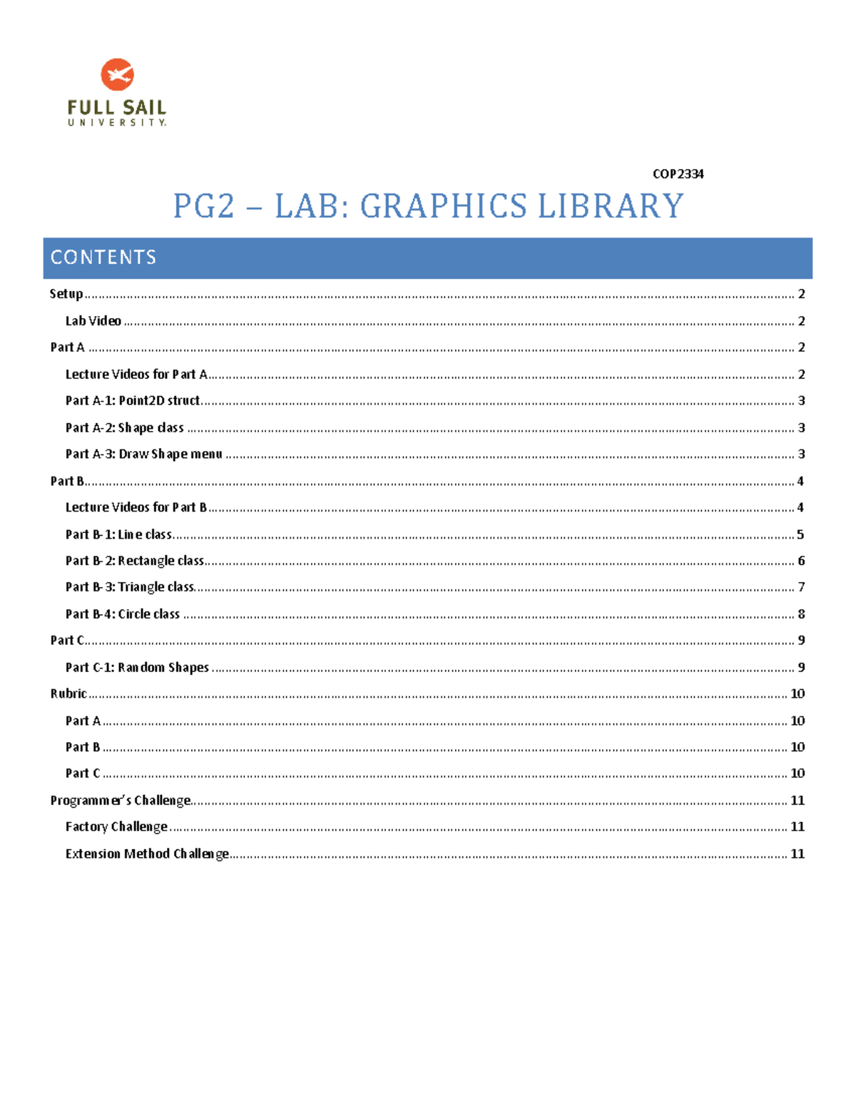 Lab Graphics Lib - lab3 - PG2 – LAB: GRAPHICS LIBRARY Setup CONTENTS ...