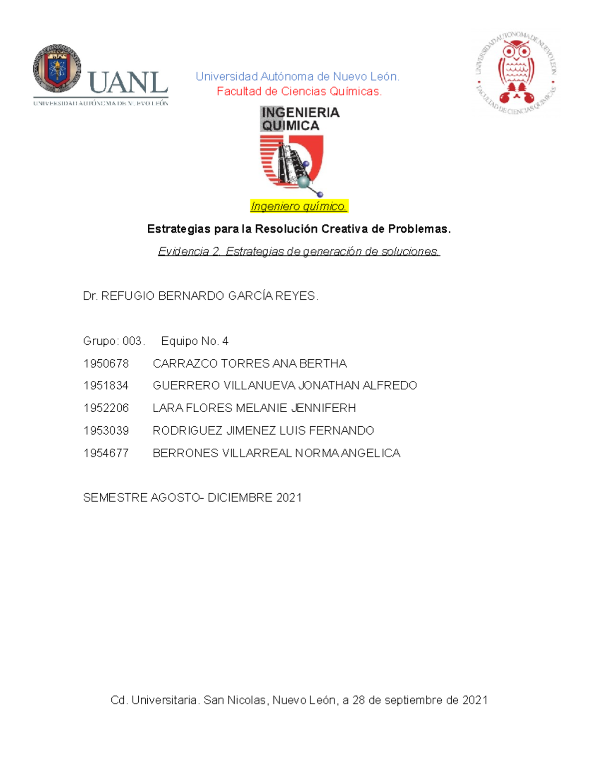 Evidencia 2 ERCP Equipo 4 - Universidad Autónoma de Nuevo León ...