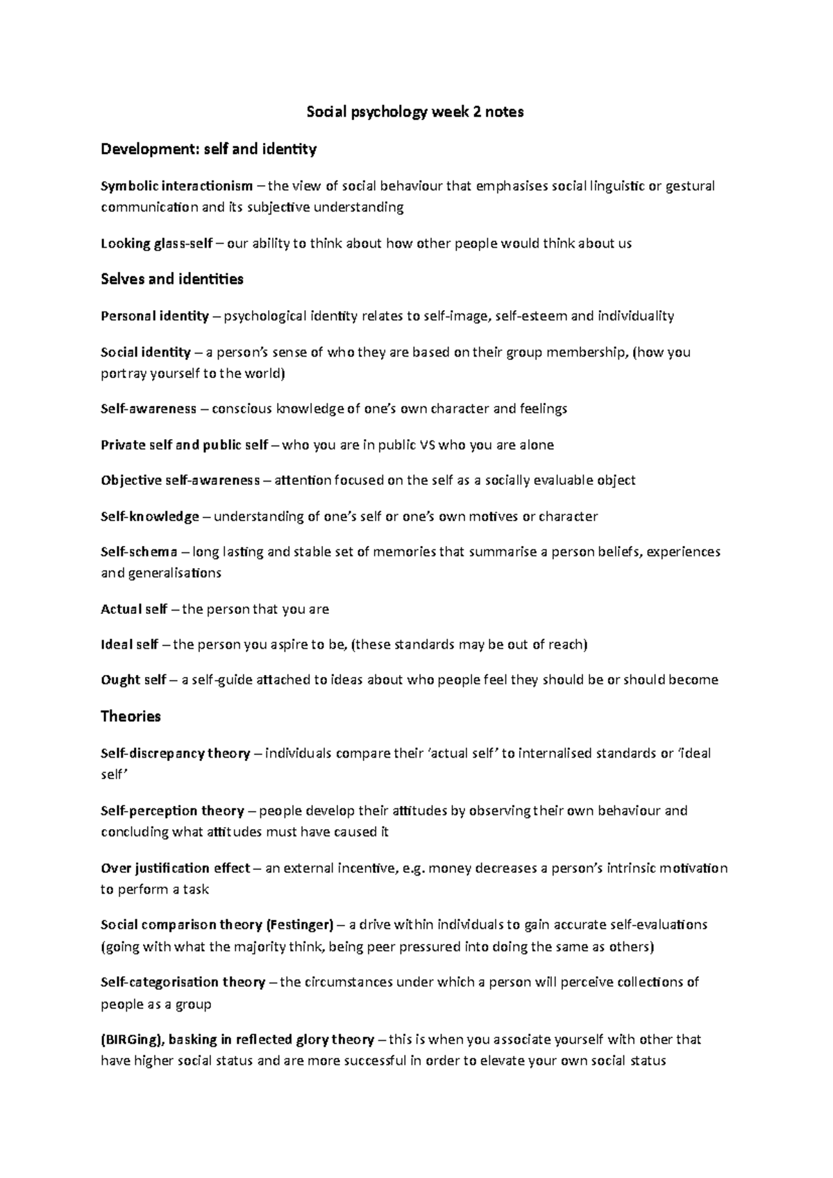 Social psychology week 2 notes - Social psychology week 2 notes ...