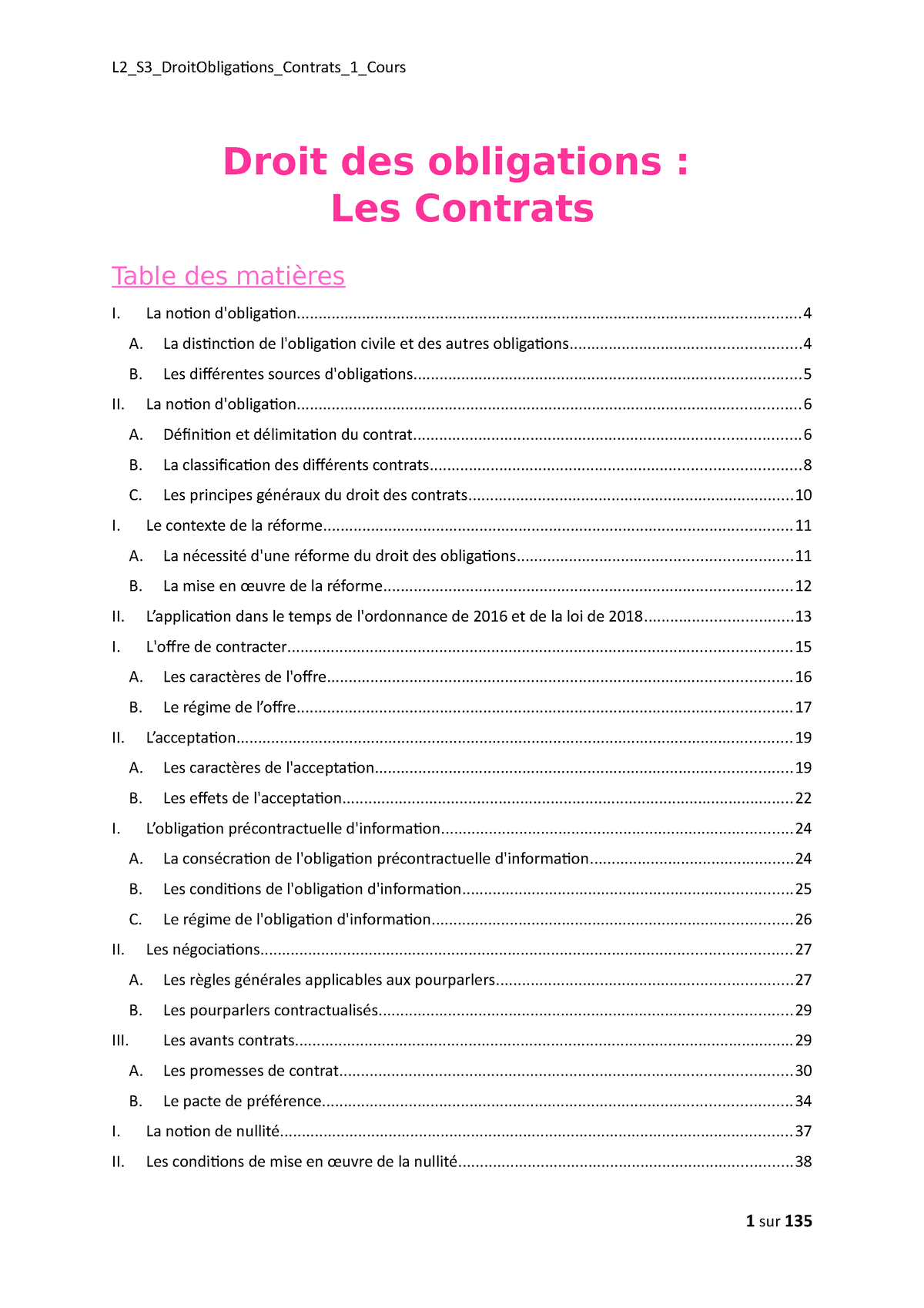 sujet dissertation droit des obligations l2