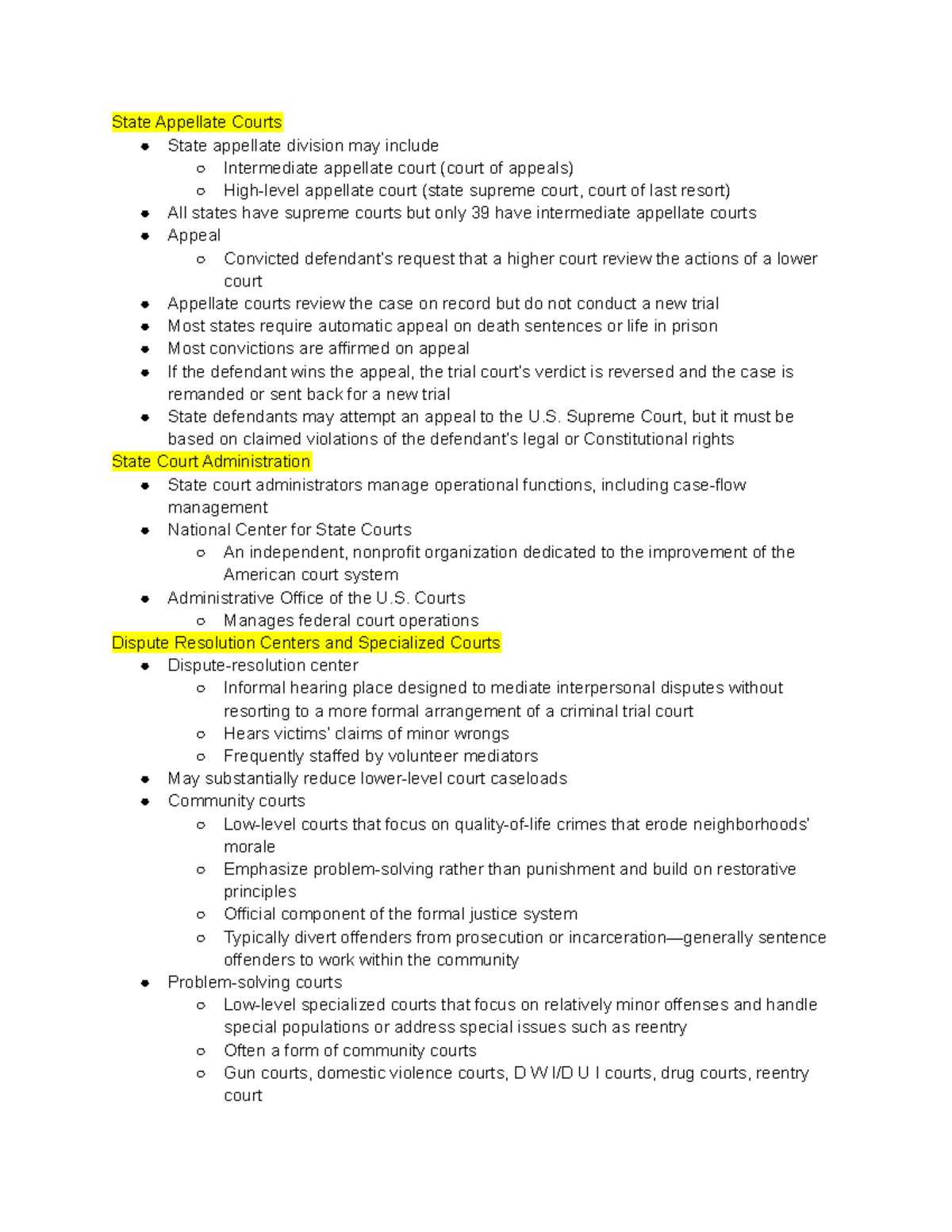 Crim Ch 7 lec notes pt 2 - State Appellate Courts State appellate ...