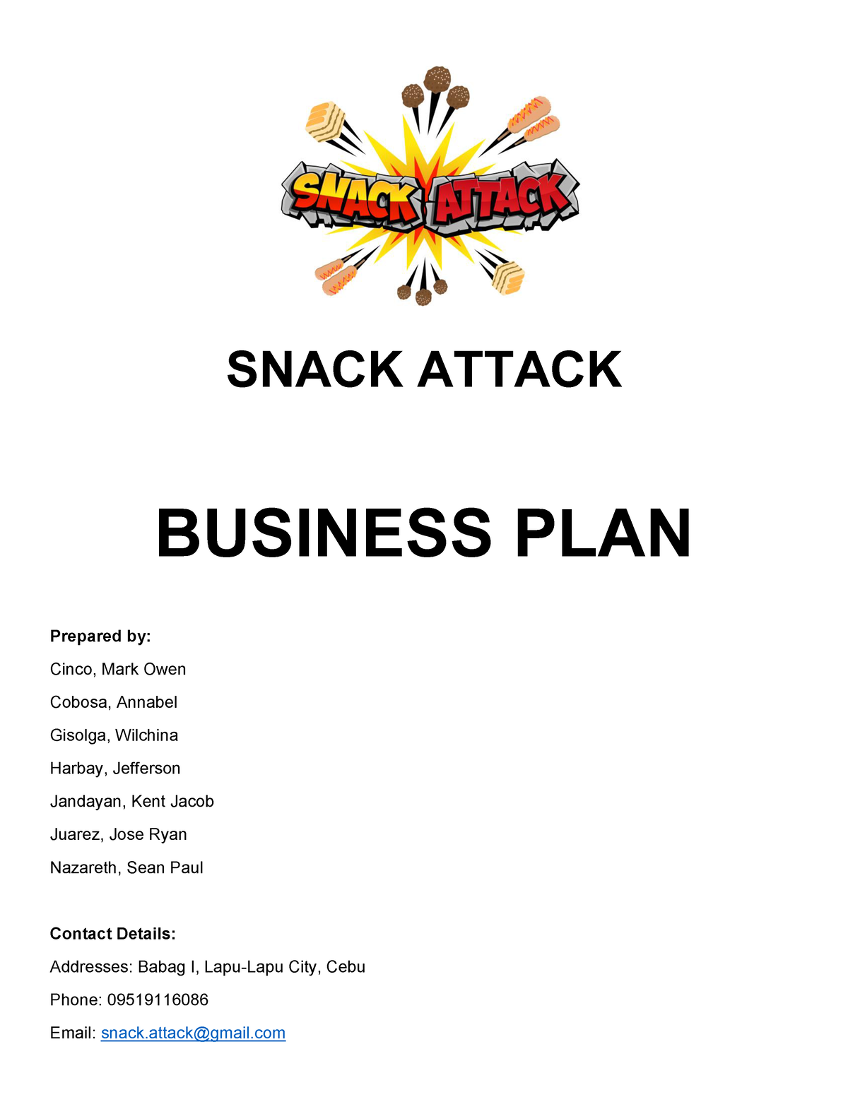 business plan about foods