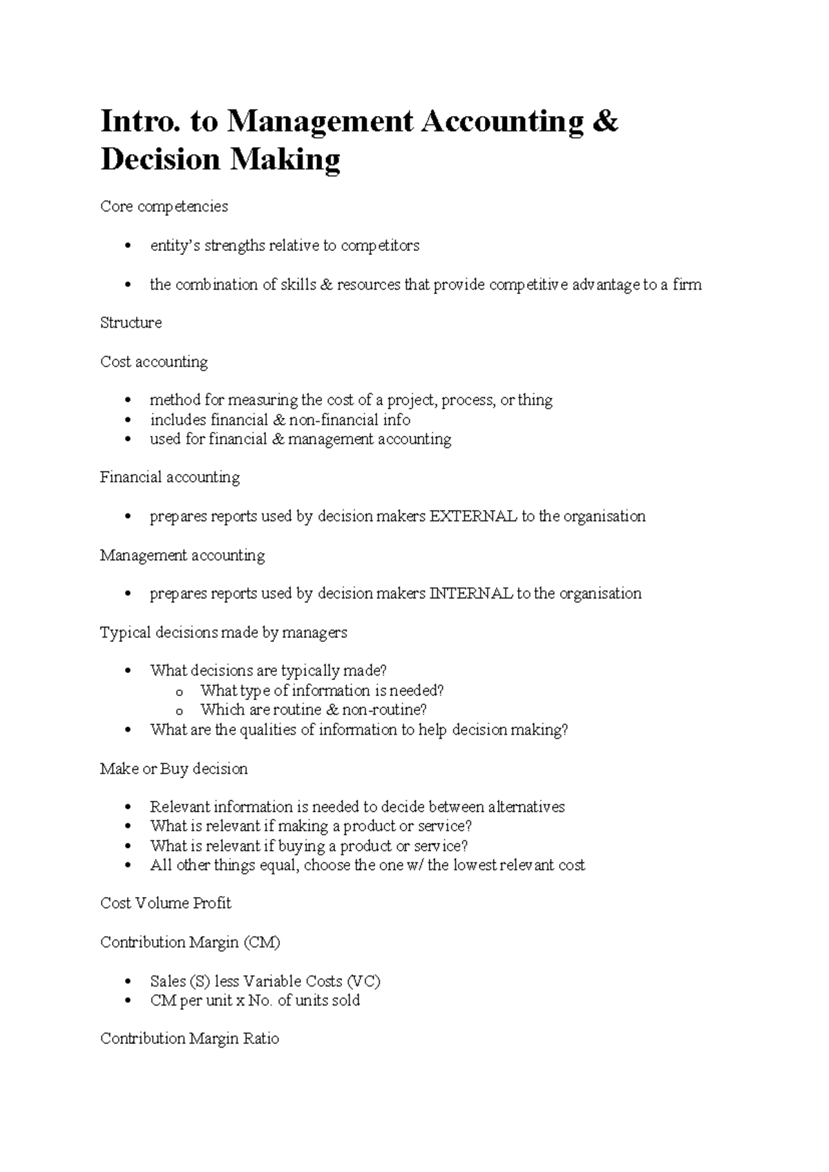 Acctg 221 W1 - Notes from week 1 lecture - Intro. to Management ...