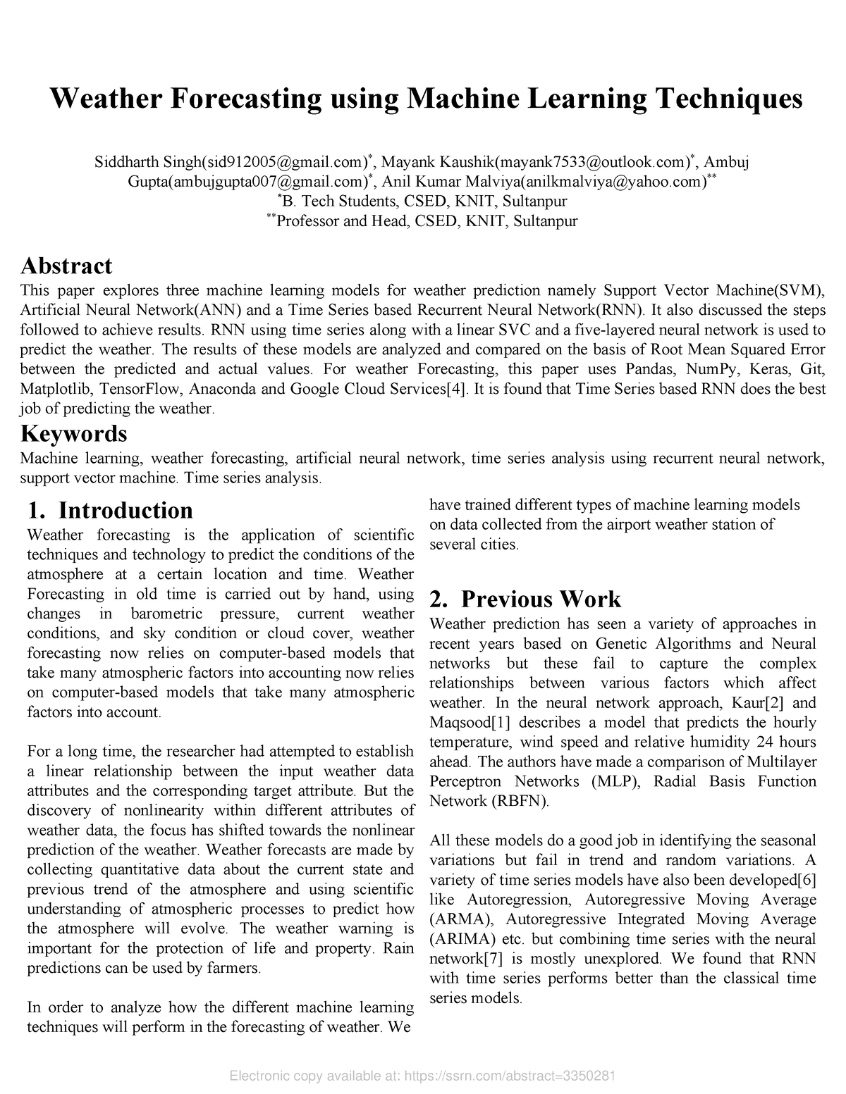 research paper for weather forecasting