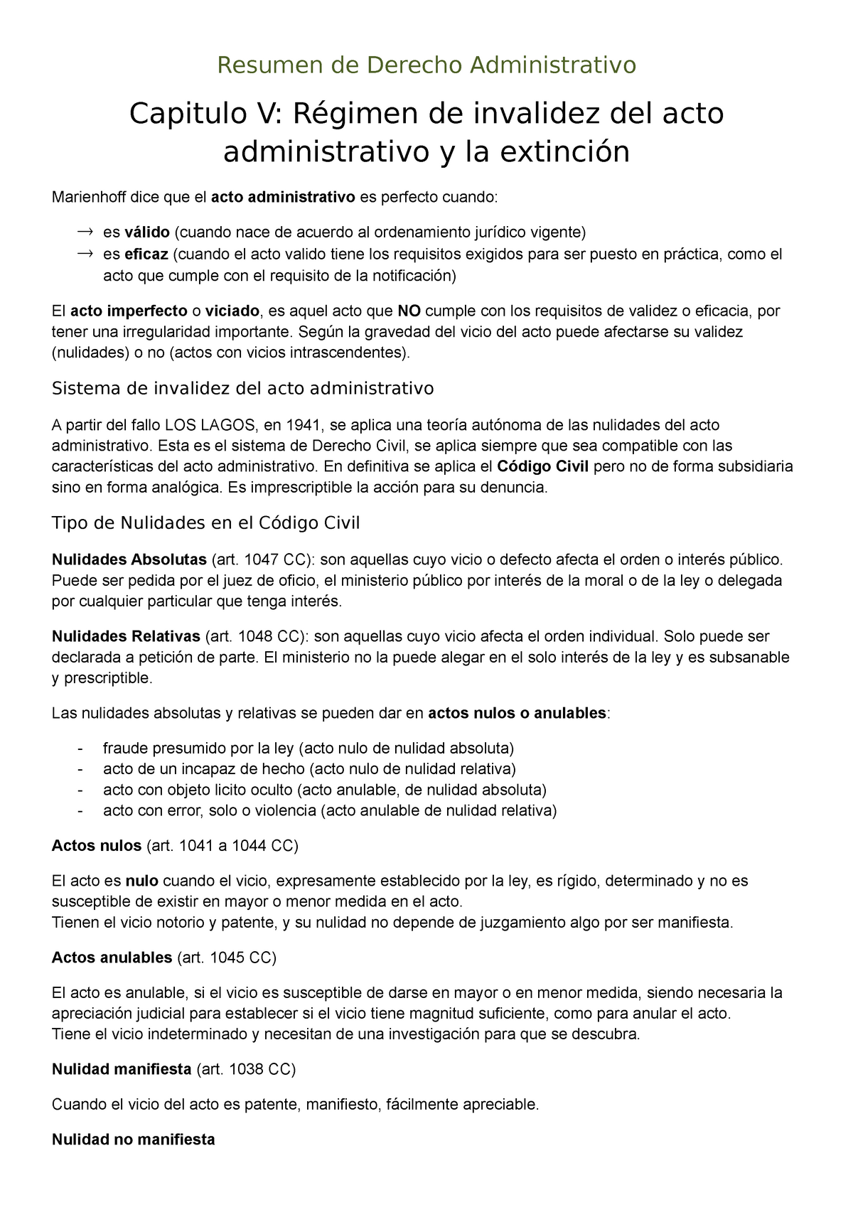 Resumen De Derecho Administrativo Resumen De Derecho Administrativo Capitulo V Régimen De 