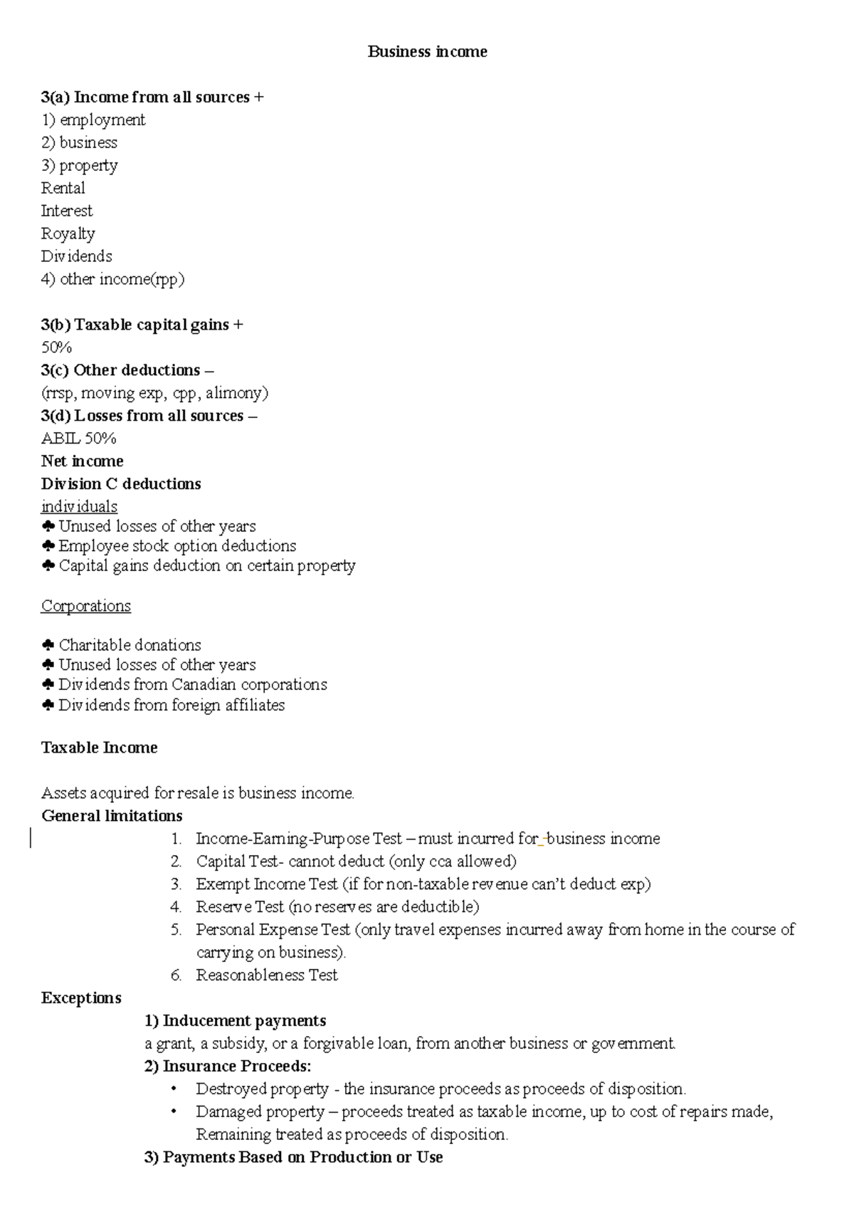 Chapter 5 - summary - Business income 3(a) Income from all sources ...