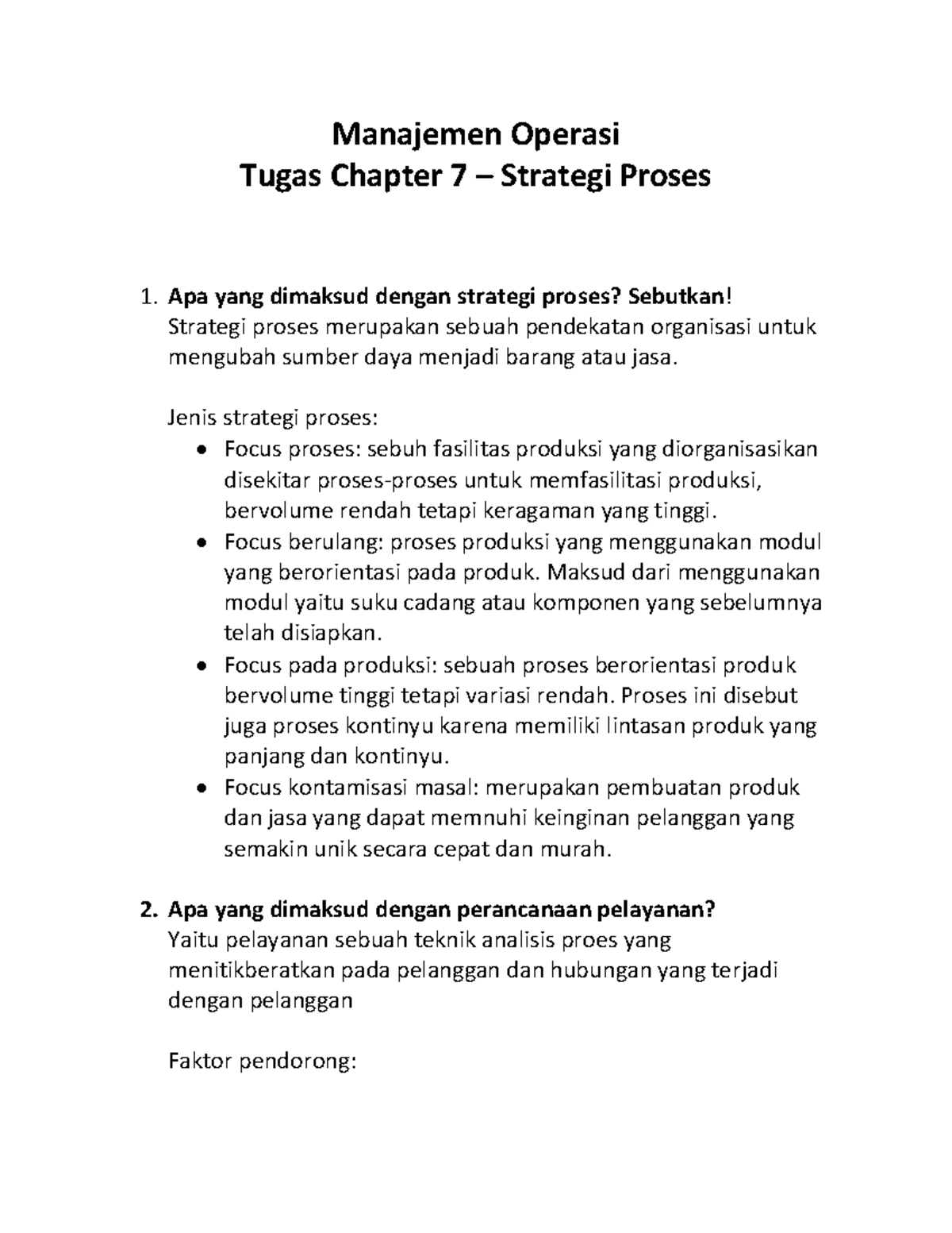 Manajemen Operasi Tugas Bab 7 - Manajemen Operasi Tugas Chapter 7 ...