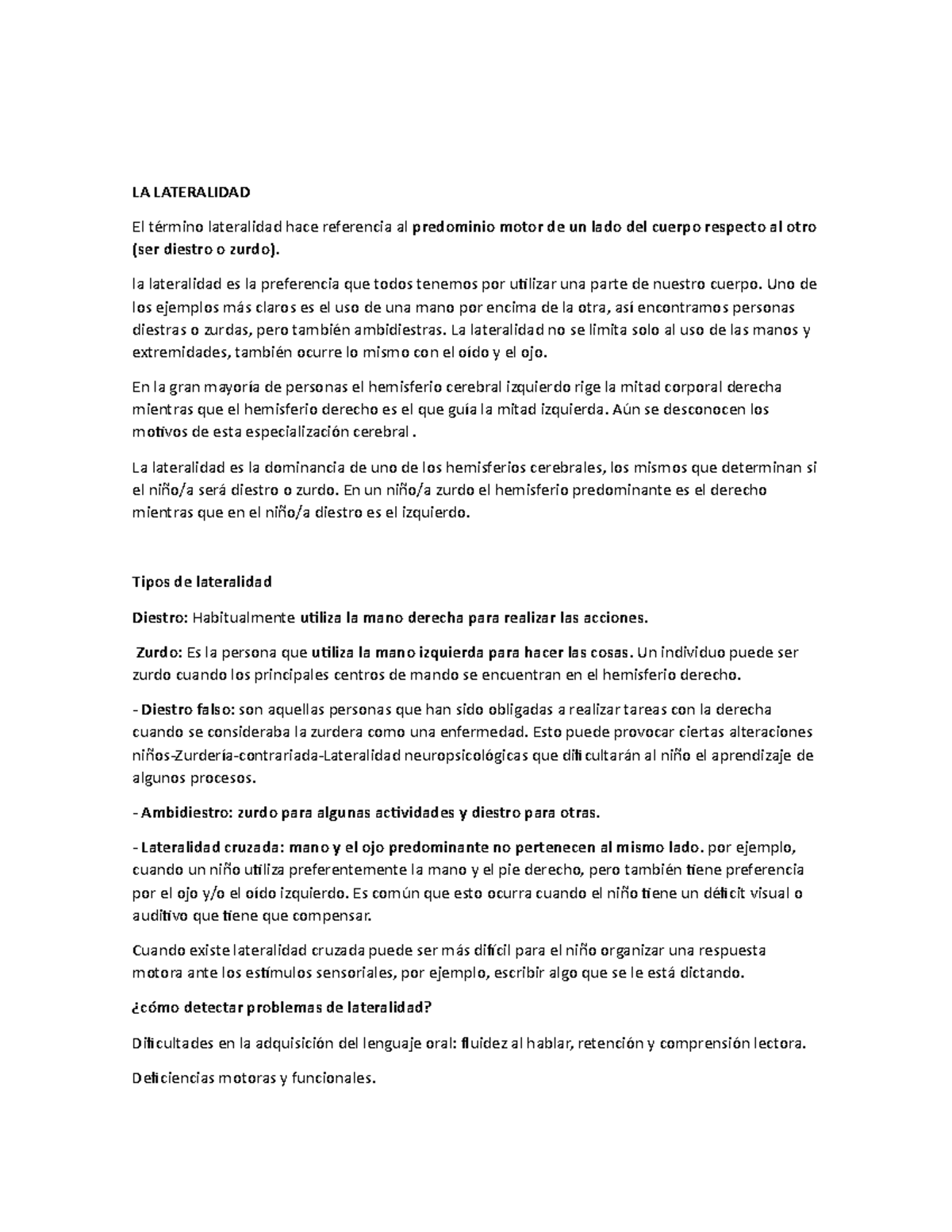 La Lateralidadygrafomotricidad - La Lateralidad El Término Lateralidad 