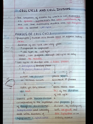 [Cell cycle and Cell Division] - 1 - NEET - Studocu