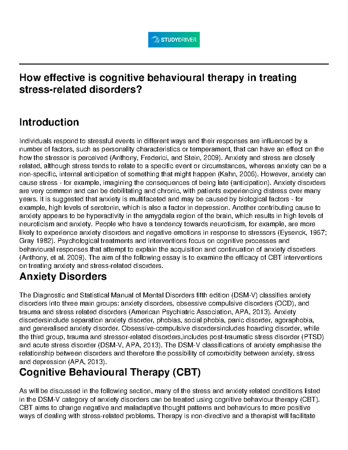 How effective is cognitive behavioural therapy in treating stress ...