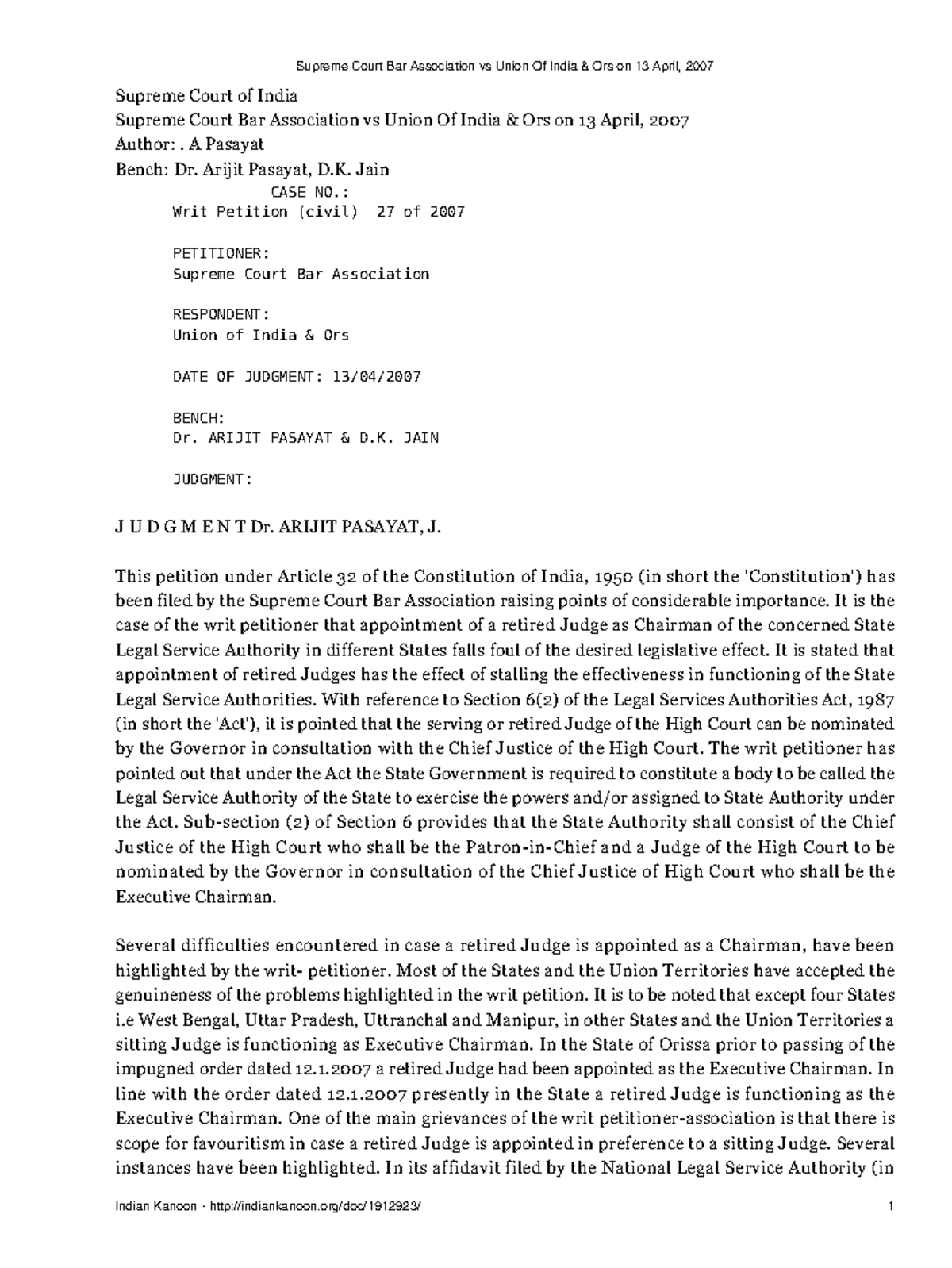 supreme-court-bar-association-vs-union-of-india-ors-on-13-april-2007