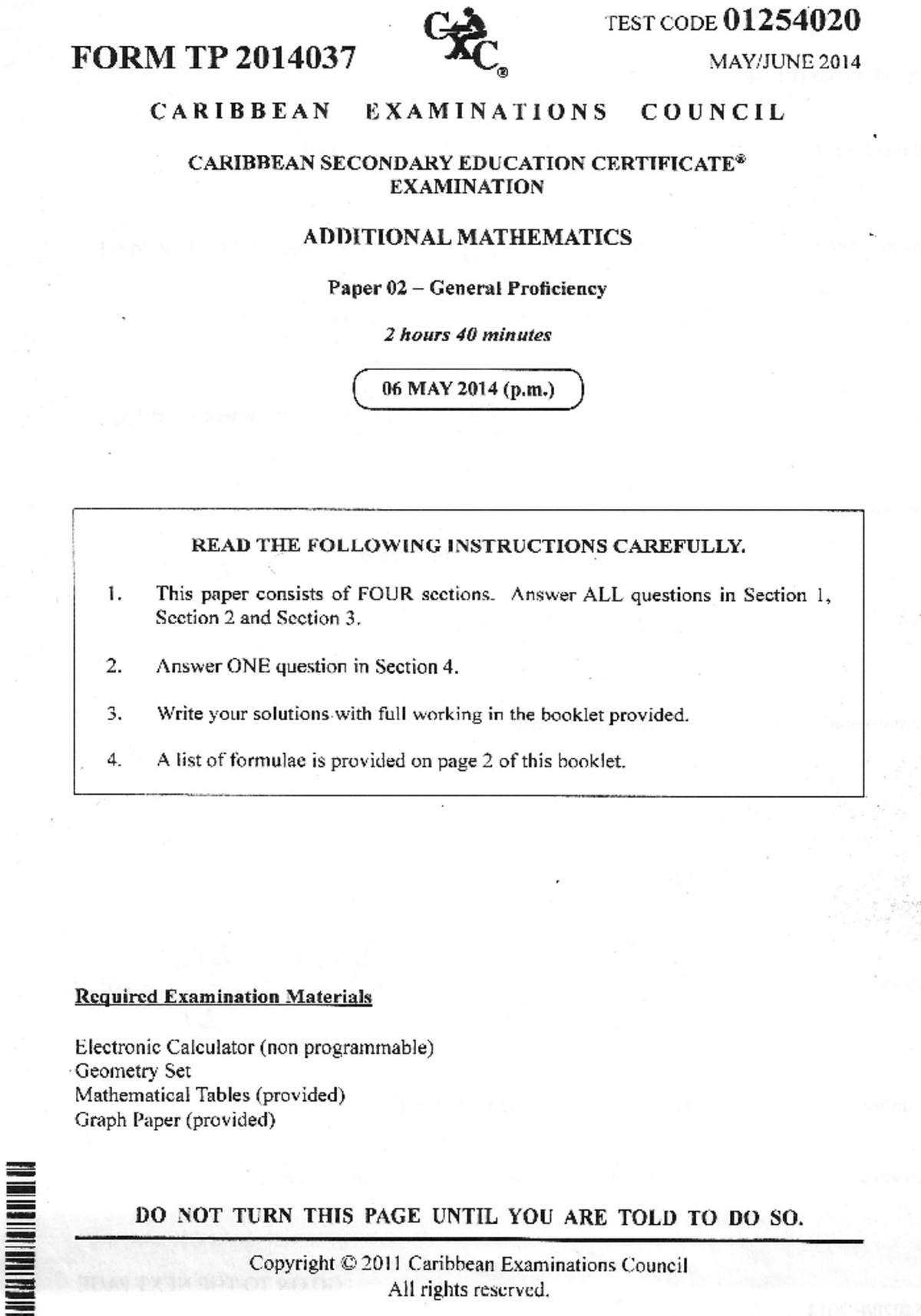Add Math Paper 2 2014 - Caribbean Commonwealth Human Rights Law - Studocu