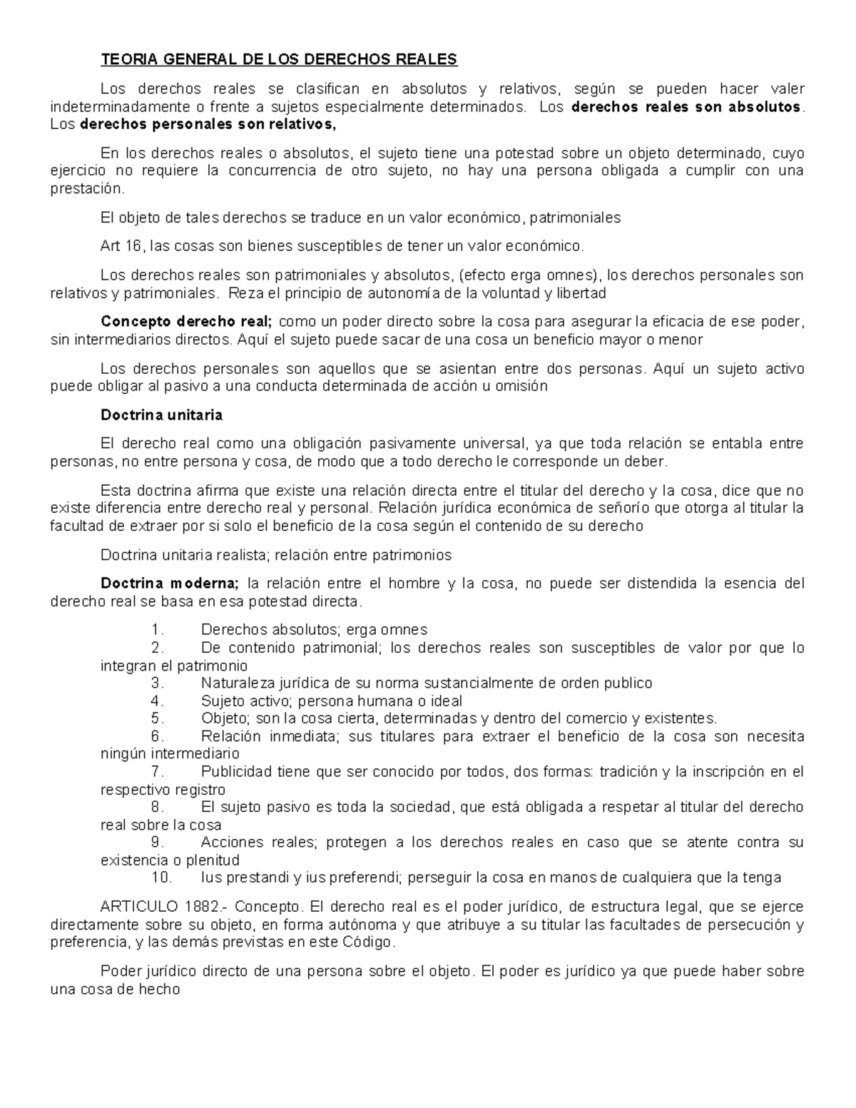 Resumen reales - dsdasd - TEORIA GENERAL DE LOS DERECHOS REALES Los ...