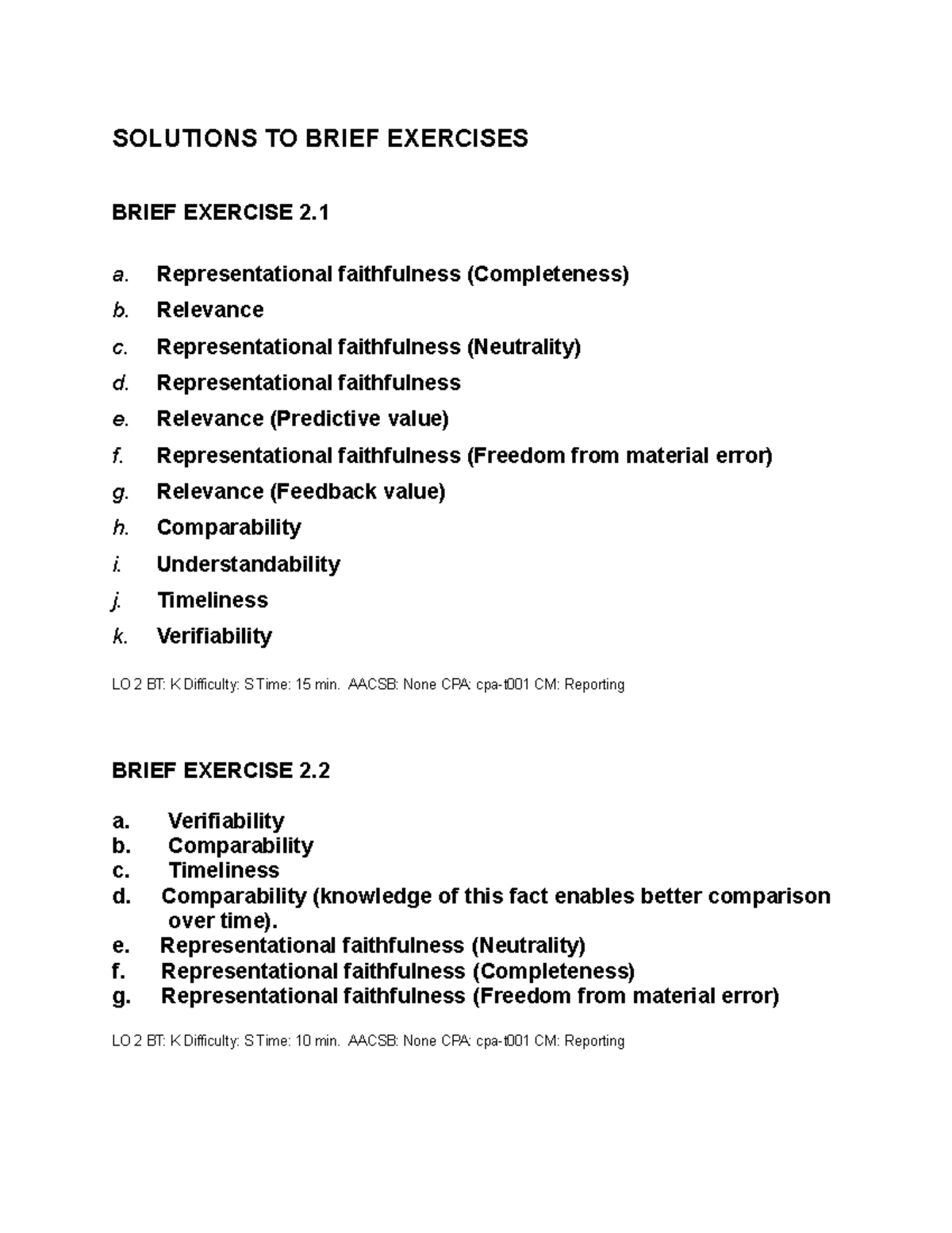 Solutions TO CH2 SOLUTIONS TO BRIEF EXERCISES BRIEF EXERCISE 2. a