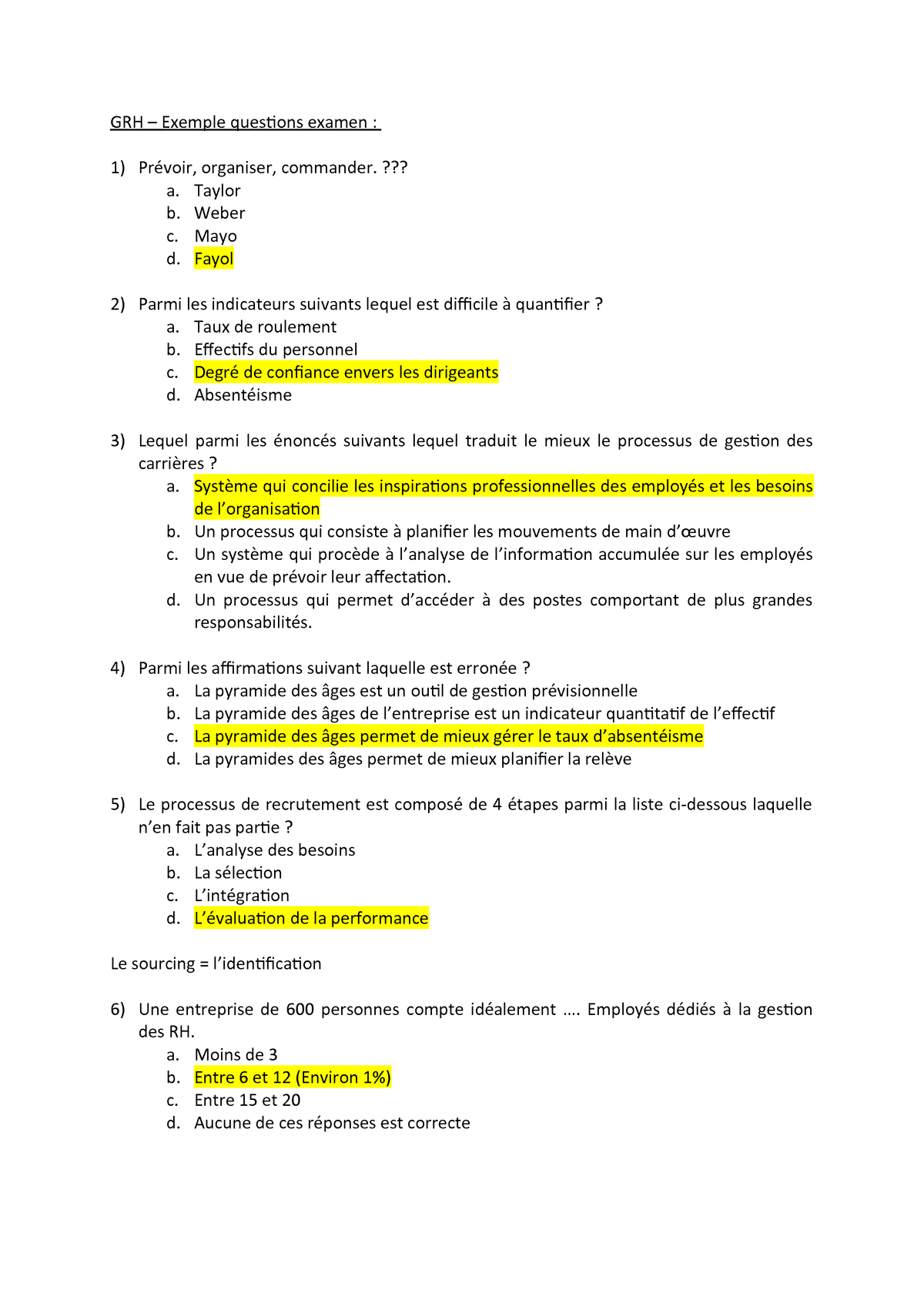 sujet examen licence ressources humaines