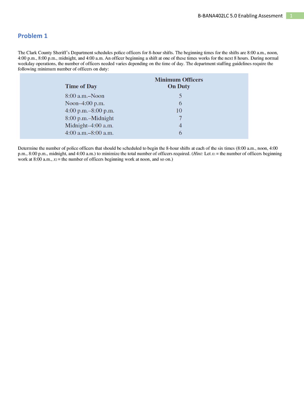 5.0 Enabling Assessment Linear Programming-1 - Problem 1 The Clark ...