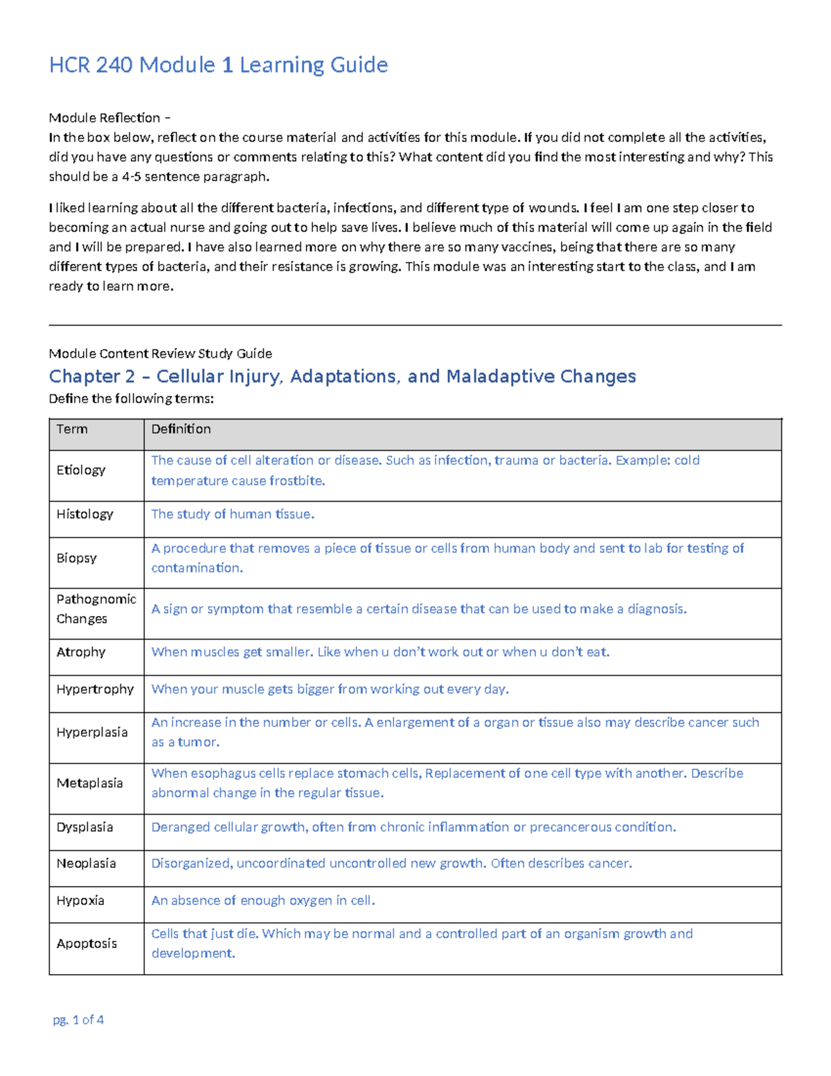 Learning Guide Module 1 Module Reflection Physico - Module Reflection ...