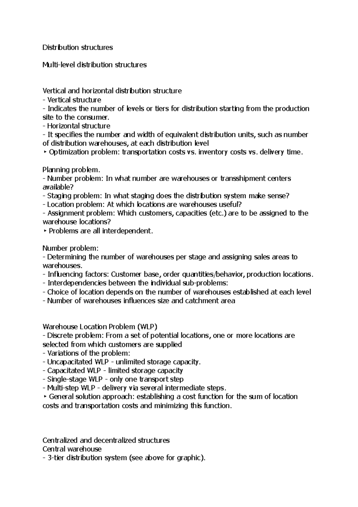 Distribution structures Distribution structures Multilevel