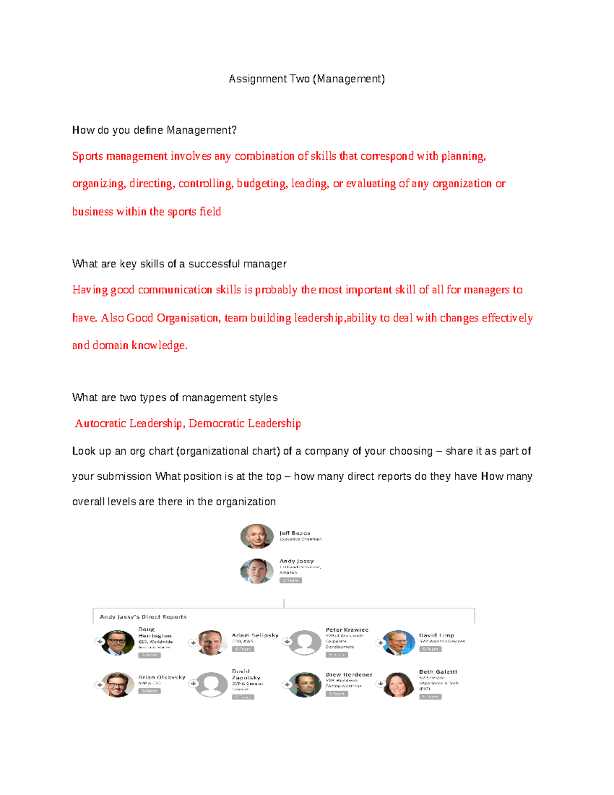 Assignment Two (Management) - Google Docs - Assignment Two (Management ...