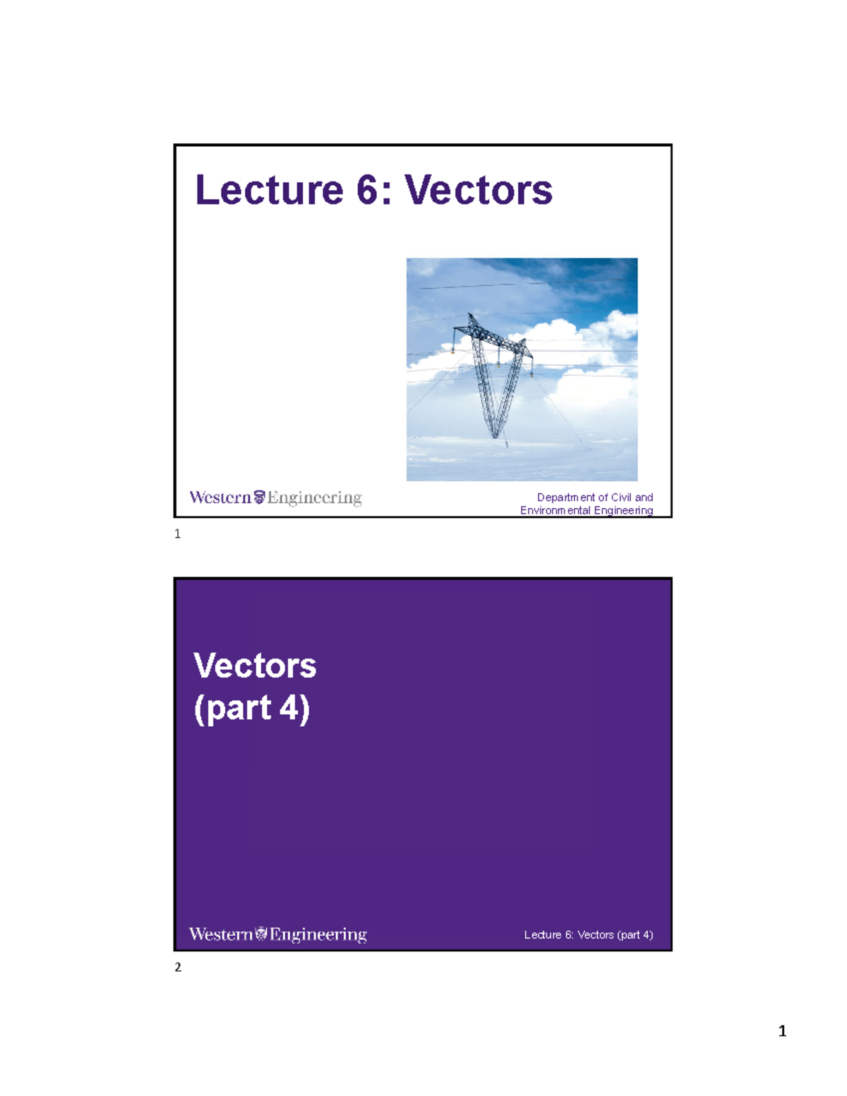 ES1022y Lecture 06 - notes - Lecture 6: Vectors Department of Civil and ...