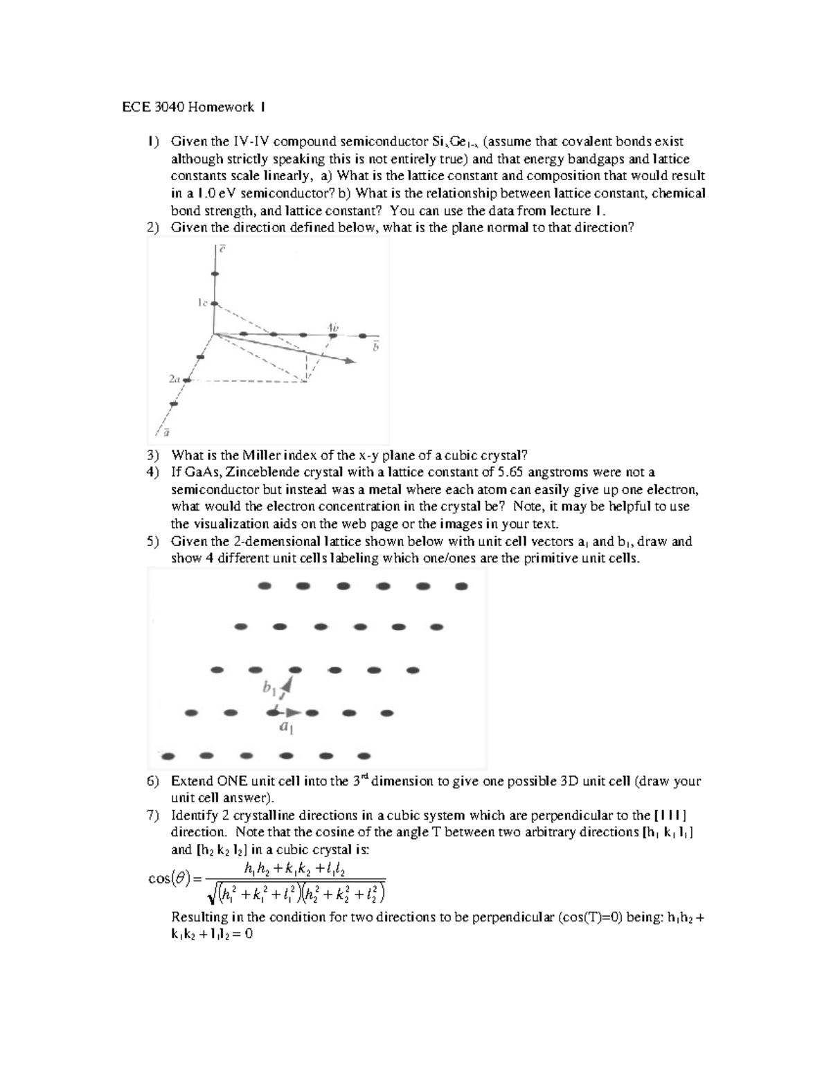 Homework 1 - nnn - ECE 3040 Homework 1 Given the IV-IV compound ...