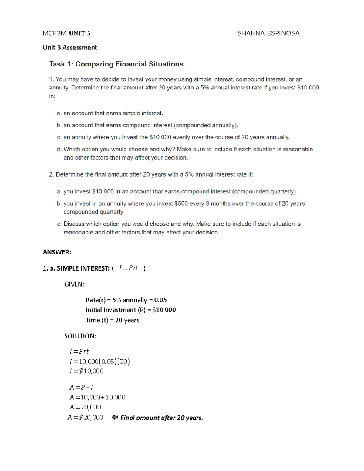 unit 3 corrective assignment function analysis