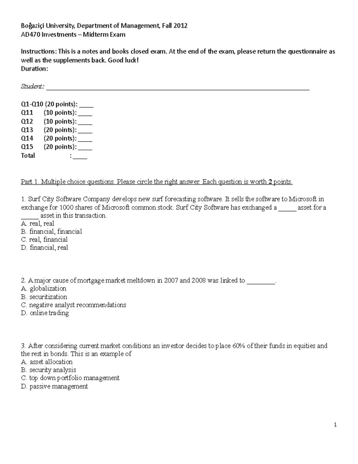 Sample Practice Exam 2013 Answers Bo Azi University Department Of Management Studocu