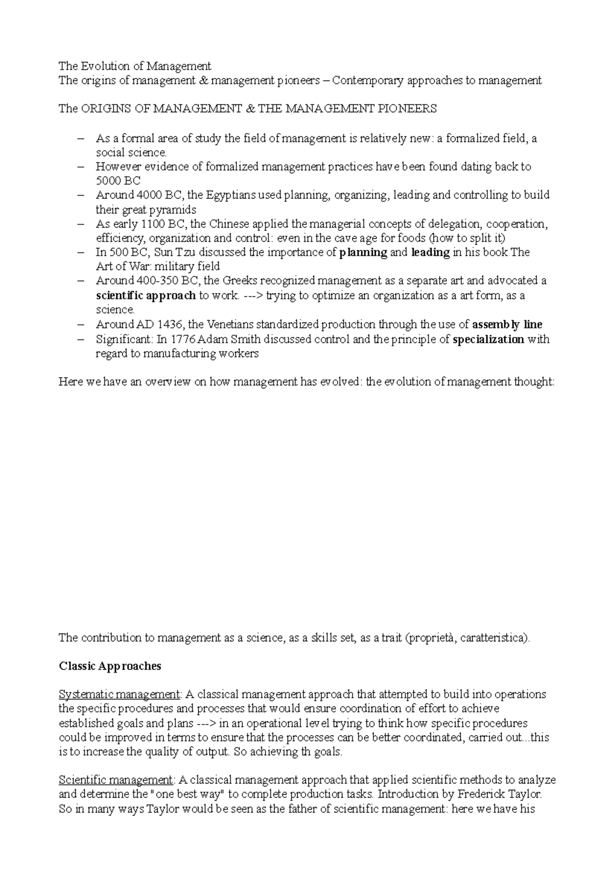 Lesson 2 - the evolution of management - The Evolution of Management ...