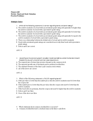 Time Value of Money Practice Problems and Solutions - Finance 440 ...