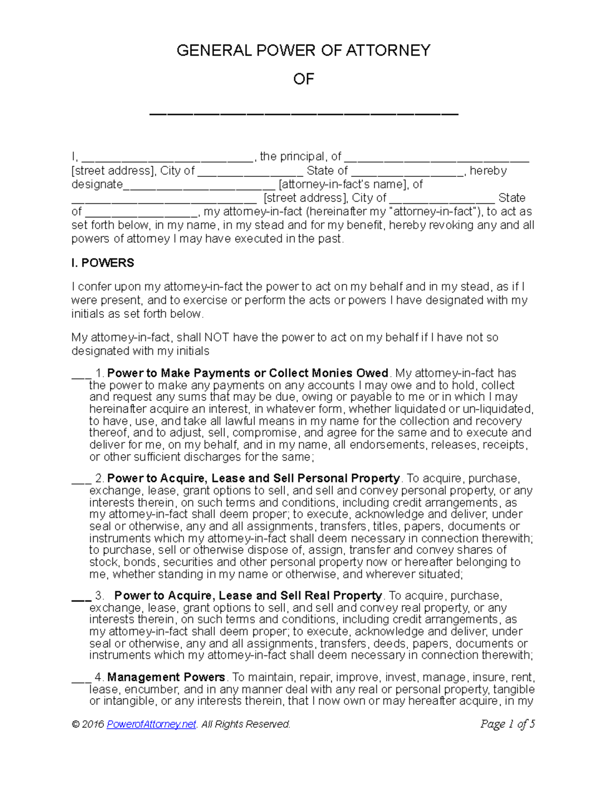 General Power of Attorney Sample Format - Law Juris Doctor - USA - Studocu